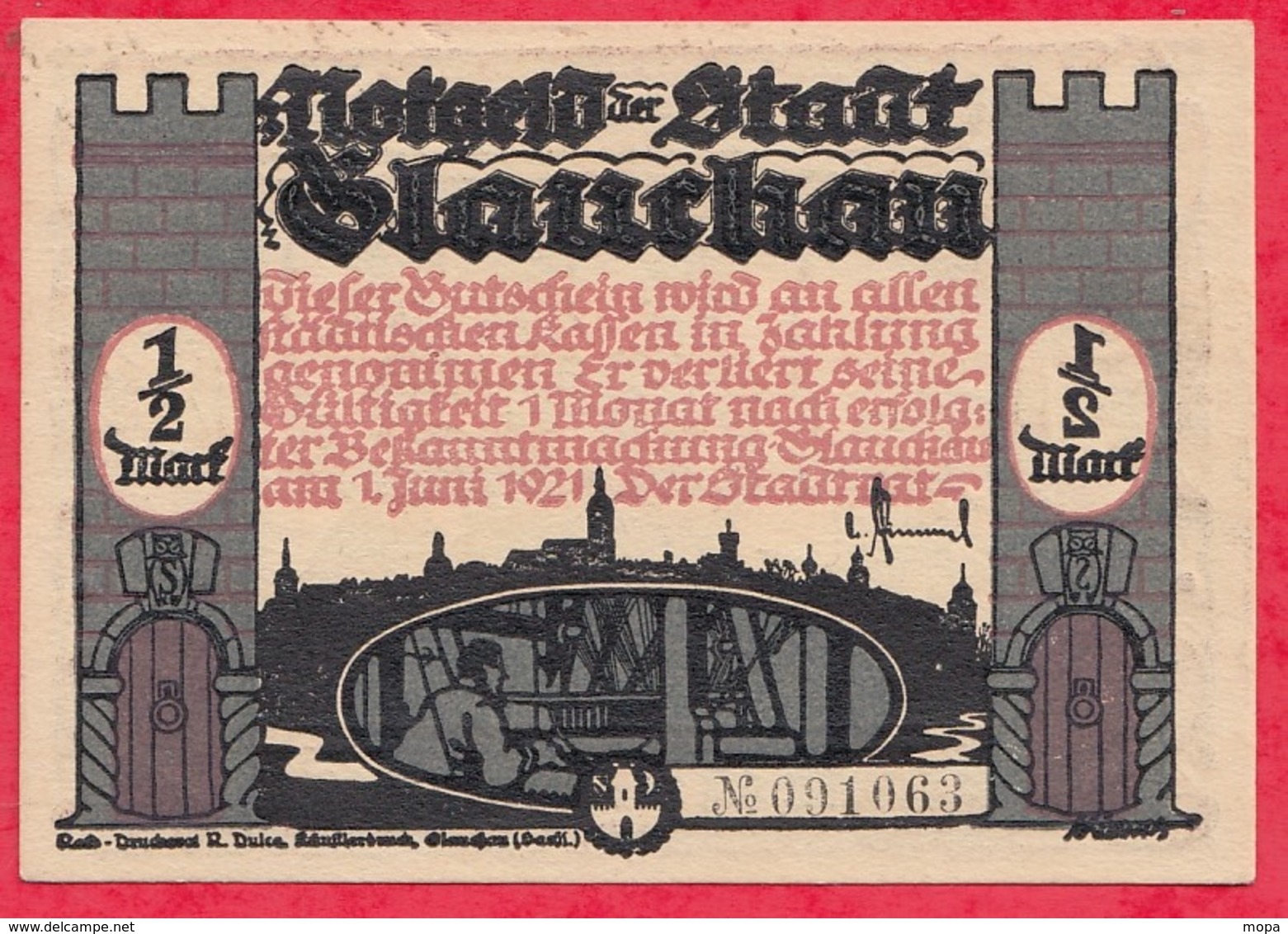 Allemagne 1 Notgeld De 1/2 Mark Stadt  Glauchau (n °1) Dans L 'état  - N°3623 - Collections