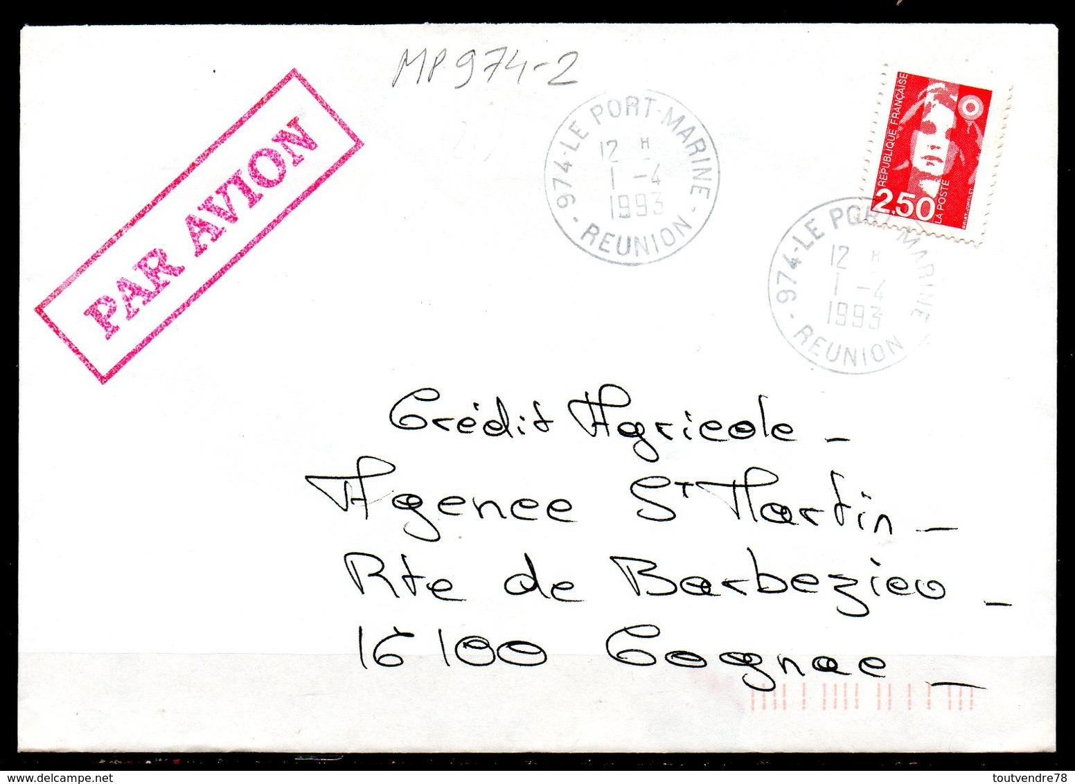 MP974-2 / Dept 974 (Réunion ) LE PORT MARINE 1992 > Cachet Type A9 - Manual Postmarks