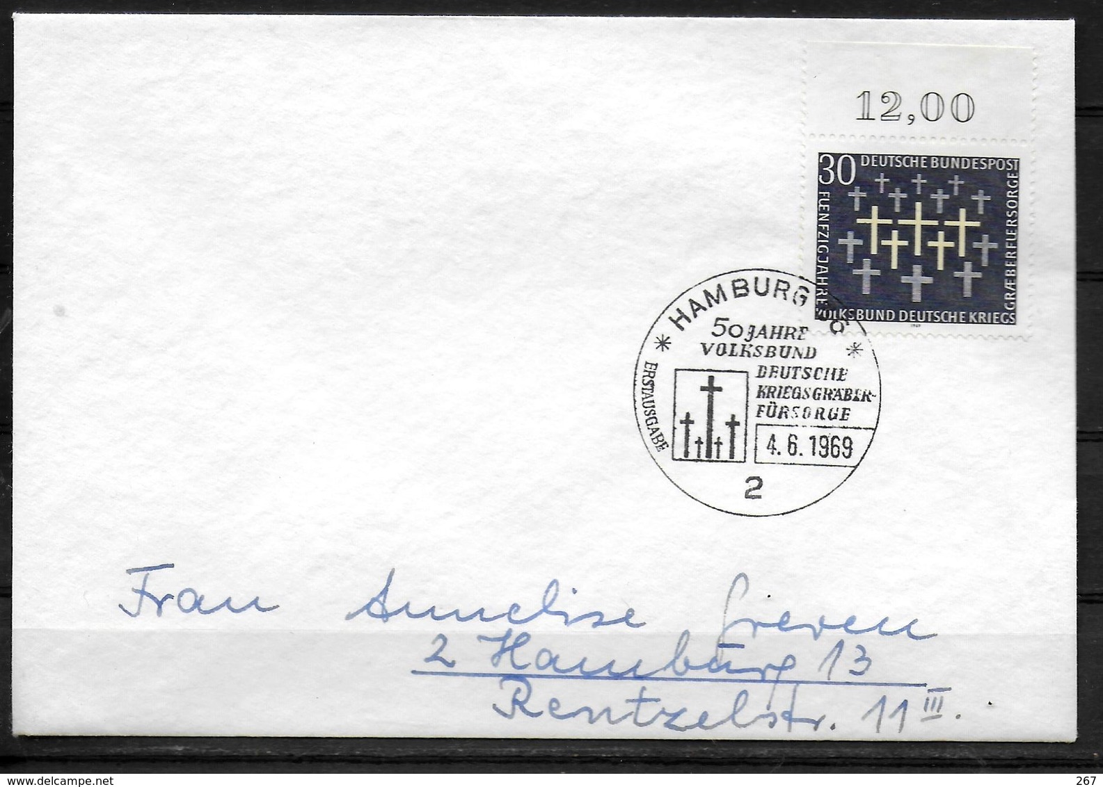 ALLEMAGNE FDC 1969   Guerre Tombes Militaires - WW2