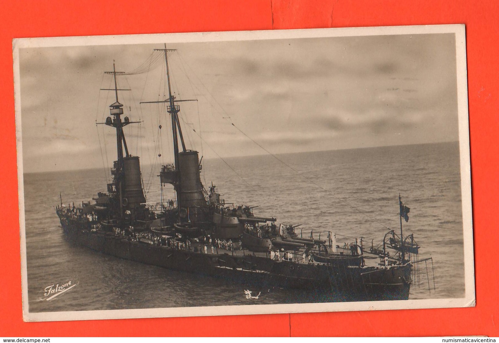 Nave Da Battaglia Andrea Doria Cpa Spedita Da La Spezia 1929 Regia Marina Navir Schip - Guerra