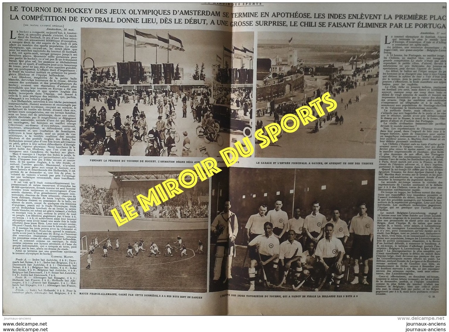 1928 LES JEUX OLYMPIQUES D'AMSTERDAM - HOCKEY SUR GAZON - BOL D'OR MOTOCYCLISTES - JOHNNY WEISSMULLER - Autres & Non Classés