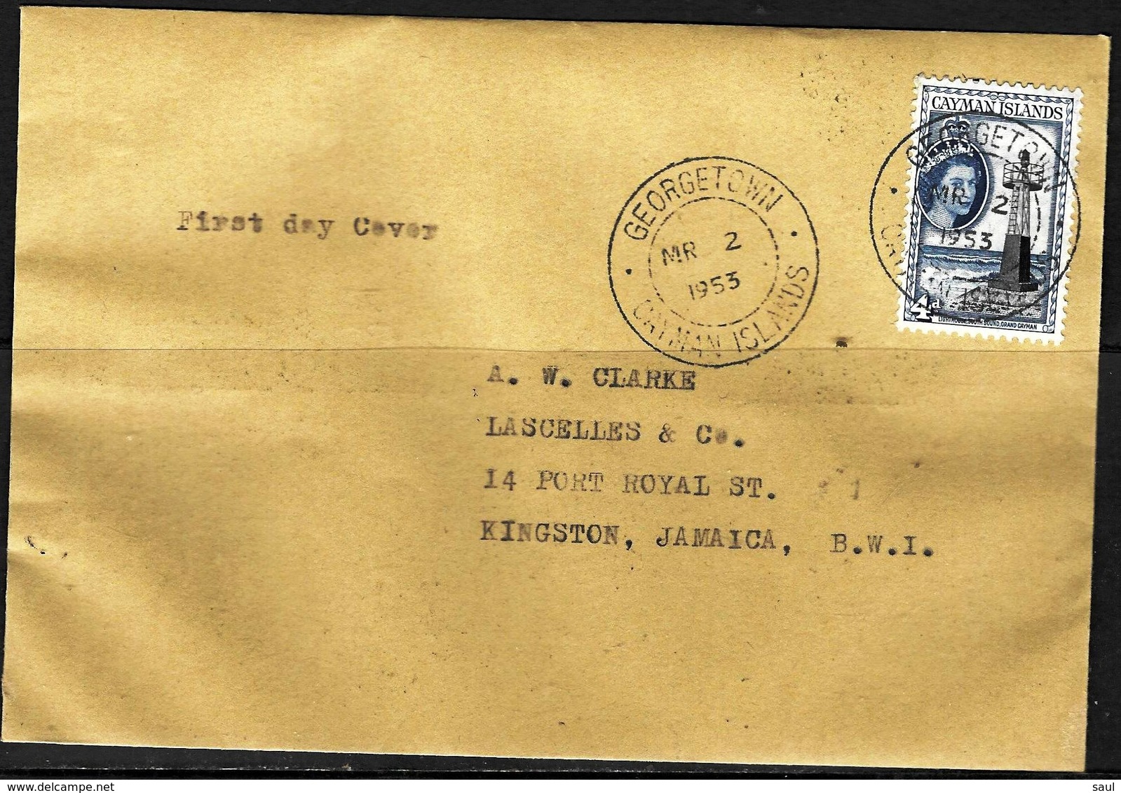 870 - COMMONWEALTH - CAYMAN ISLANDS - 1953 - FIRST DAY COVER - Autres & Non Classés