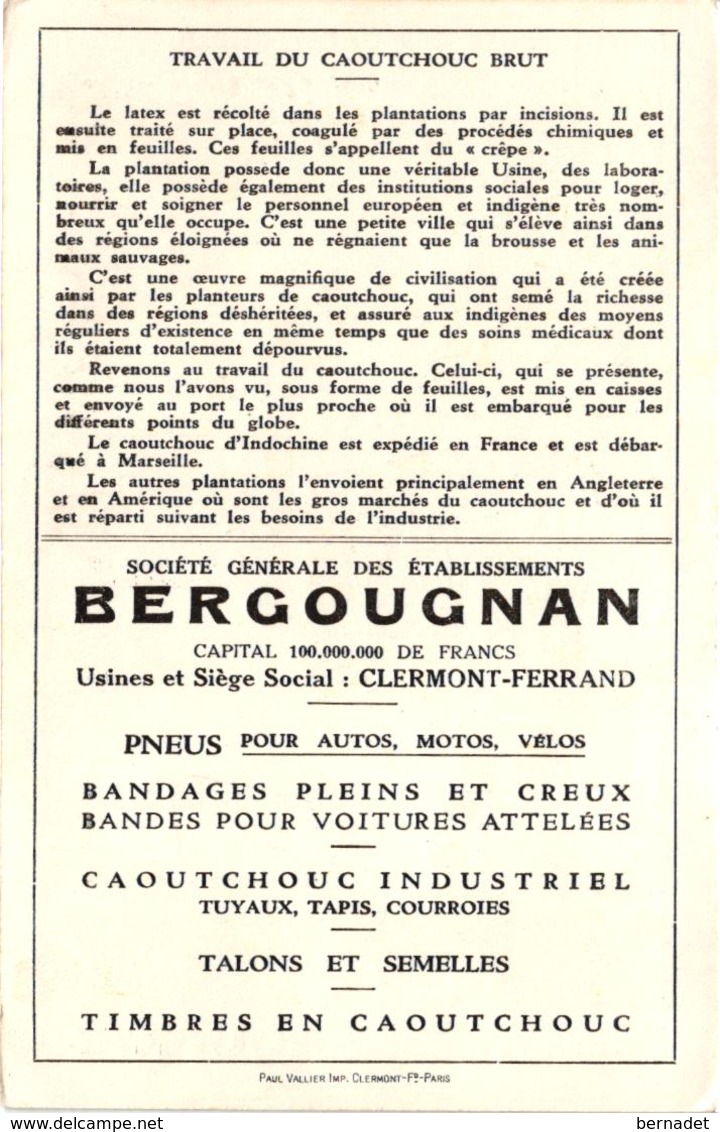 63 .. CLERMONT FERRAND ... SOCIETE GENERALE DES ETABLISSEMENTS BERGOUGNAN . CAOUTCHOUC . PNEUS - Clermont Ferrand