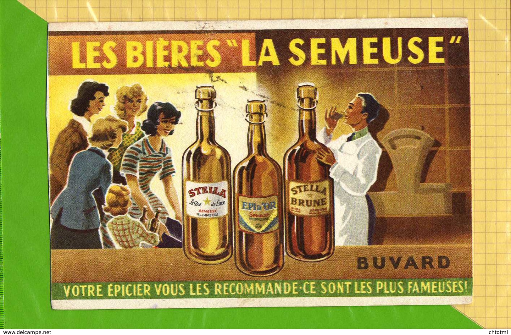 BUVARD & Blotting Paper :Biere LA SEMEUSE Votre Epicier La Recommande - Liqueur & Bière