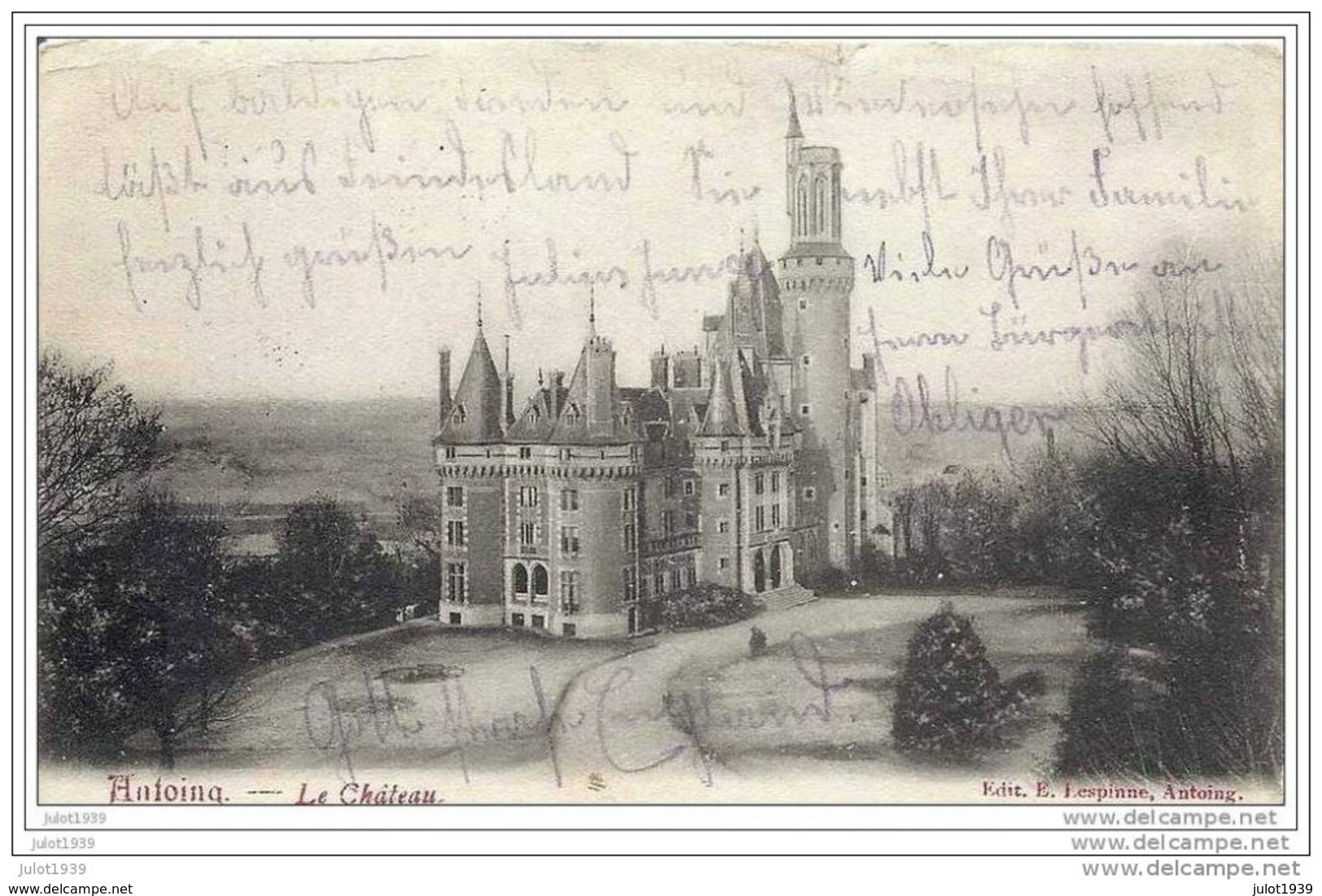 ANTOING ..-- FELDPOST . Le Château . 1915 . Vers Allemagne . Voir Verso . - Antoing
