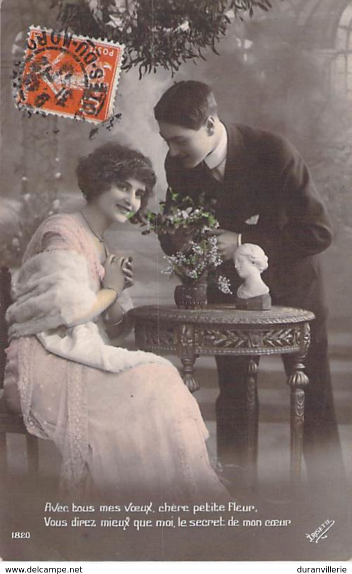 Fantaisie Couple Avec Fleurs  Irisette 1820 - Autres & Non Classés