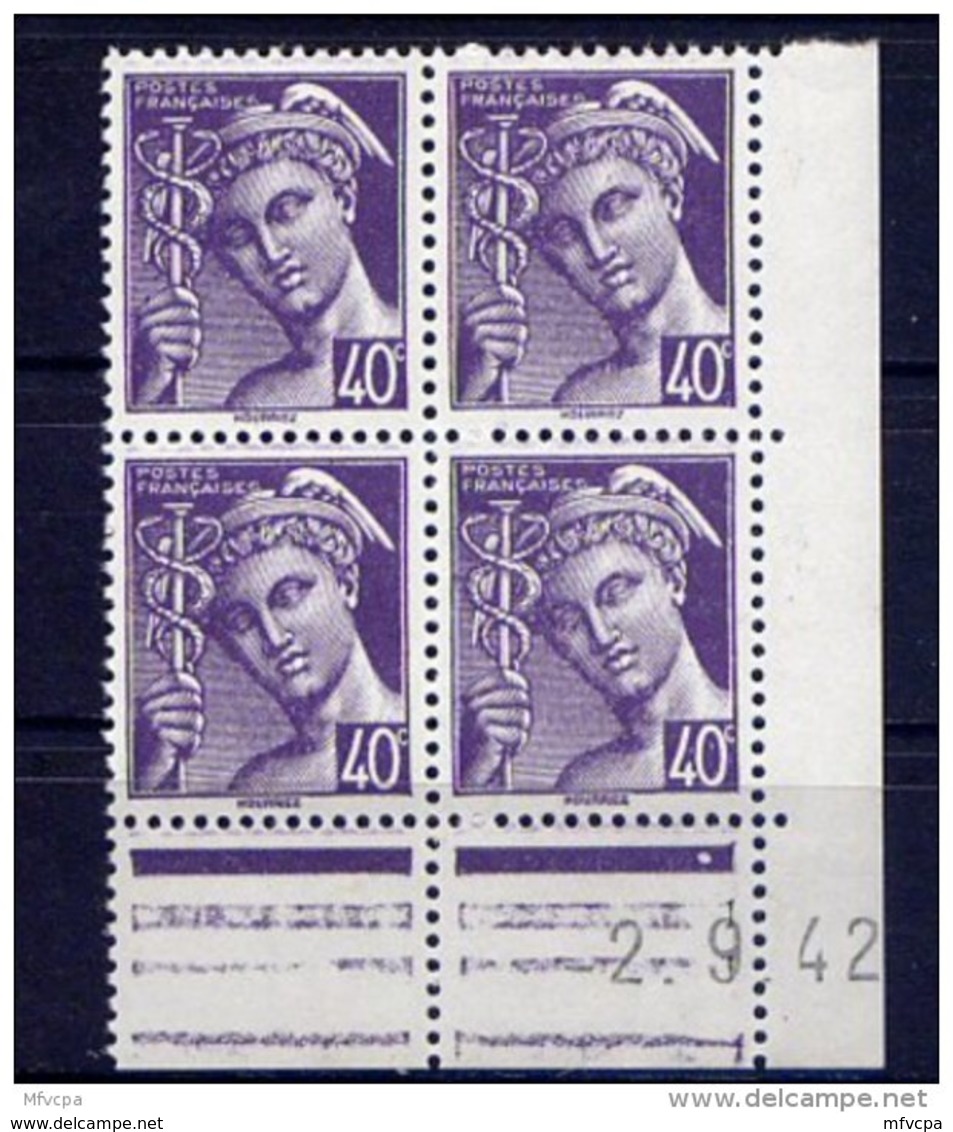 Cd4726 YvT N 548 Mercure 40c Violet Coin Daté Du 02/09/42 N** - 1940-1949