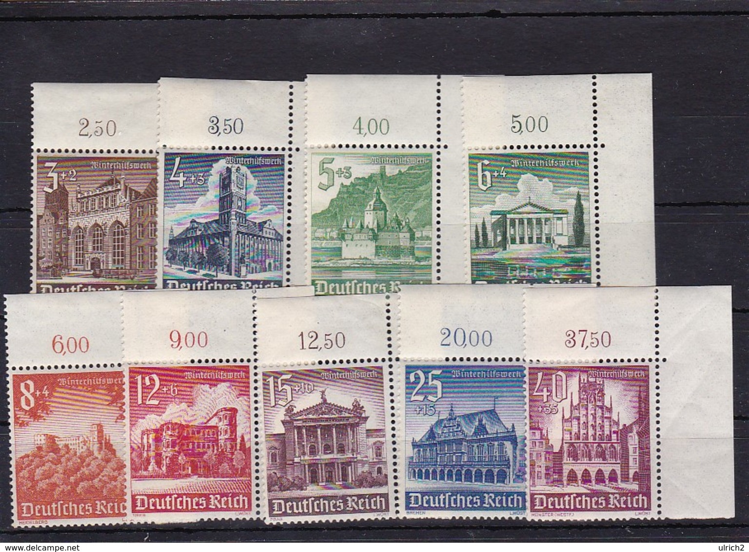 Deutsches Reich Mi.-Nr. 751-759 Bogeneckstück ** - Unused Stamps