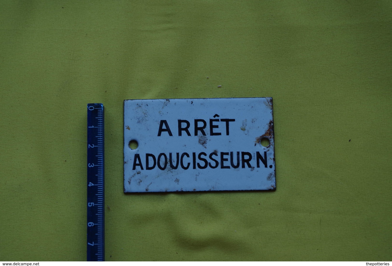 C/ Plaque Emaillée 8 X 5 Cm Arret Général Compteur Arret Puisage Cave Alimentation Chauffage Arret Adoucisseur Déco - Ferronnerie