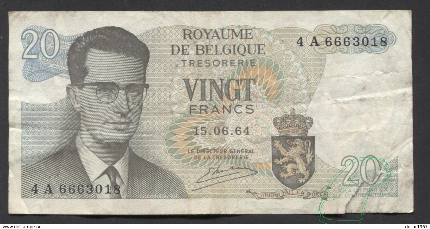 België Belgique Belgium 15 06 1964 -  20 Francs Atomium Baudouin. 4 A  6663018 - 20 Francs