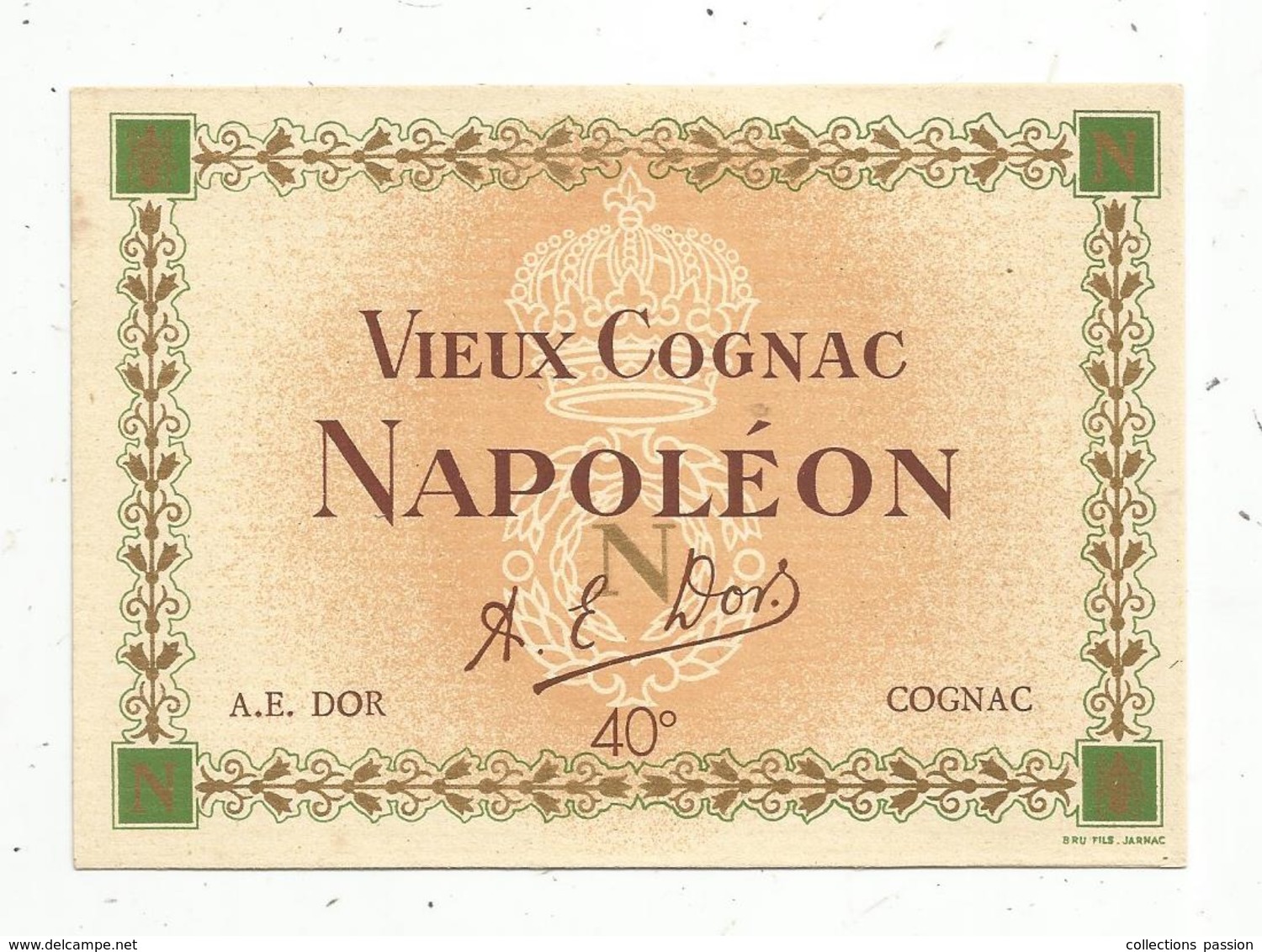 étiquette De Vin , VIEUX COGNAC NAPOLEON ,  A.E. DOR ,  Cognac - Autres & Non Classés