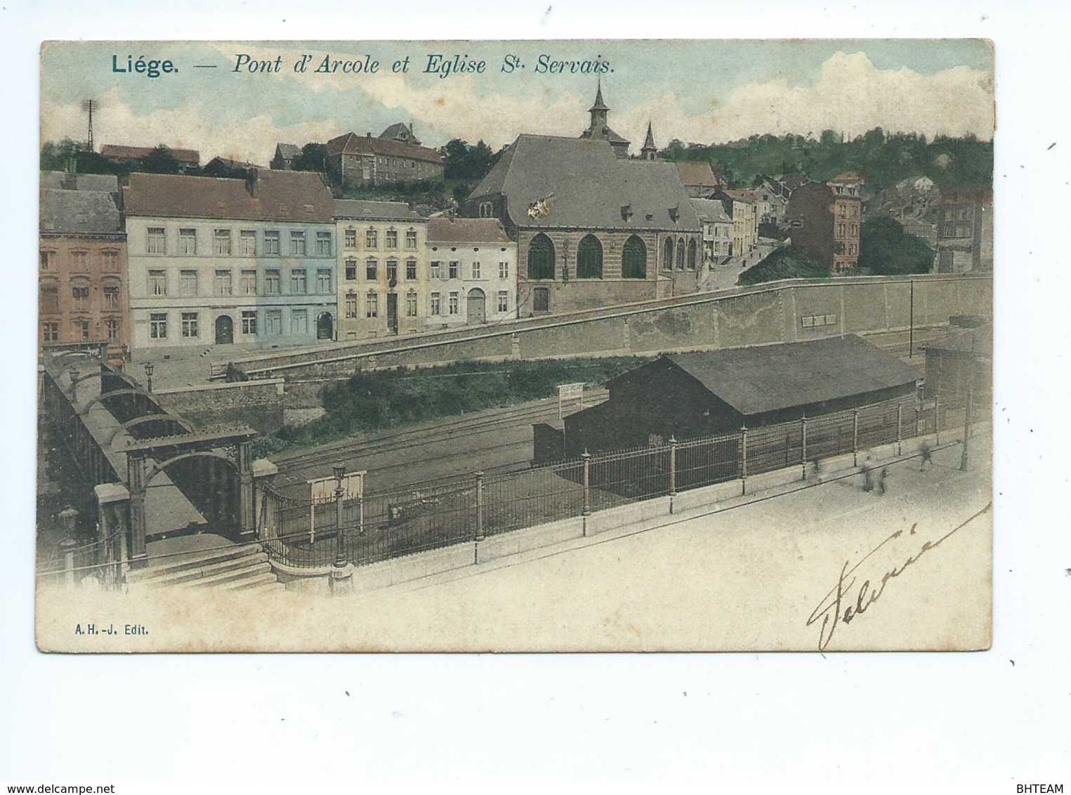 Liège Pont D'Arcole Et Eglise Servais ( Petit Trou ) - Liège