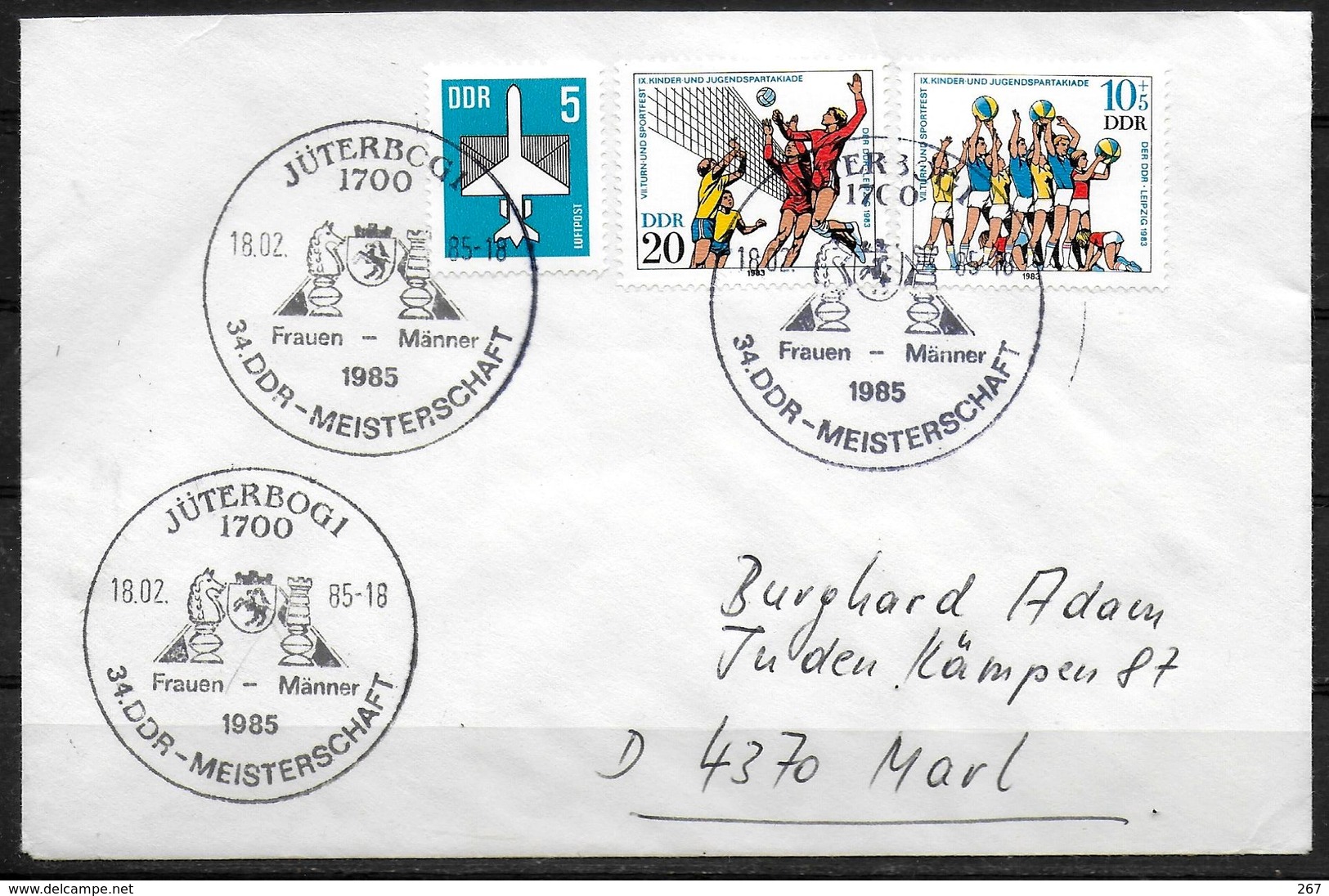 DDR  Lettre 1985 Juterbog Echecs - Echecs