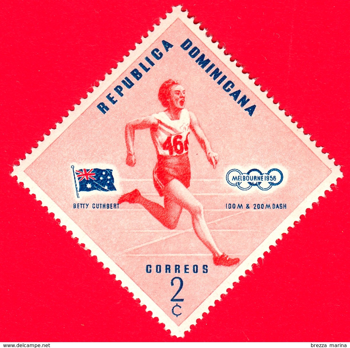 Nuovo - MNH - REP. DOMINICANA - 1957 - Vincitori Olimpici Melbourne 1956 - 100 M E 200 M - Betty Cuthbert, Australia - 2 - Repubblica Domenicana