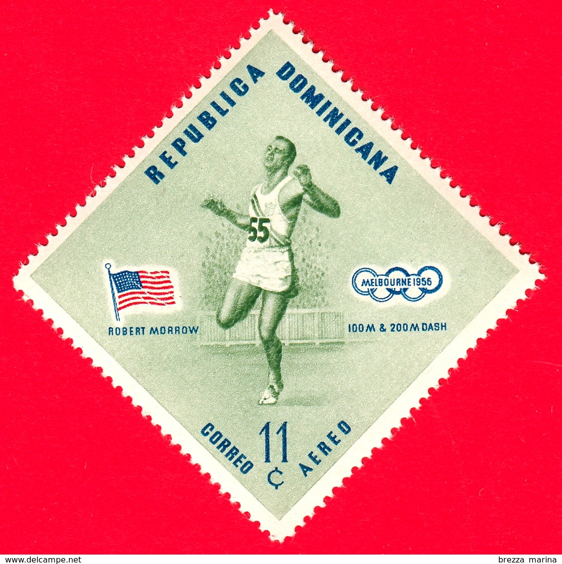 Nuovo - MNH - REP. DOMINICANA - 1957 - Vincitori Olimpici Melbourne 1956 - Atletica - Robert Morrow, USA - 11 - P. Aerea - Repubblica Domenicana