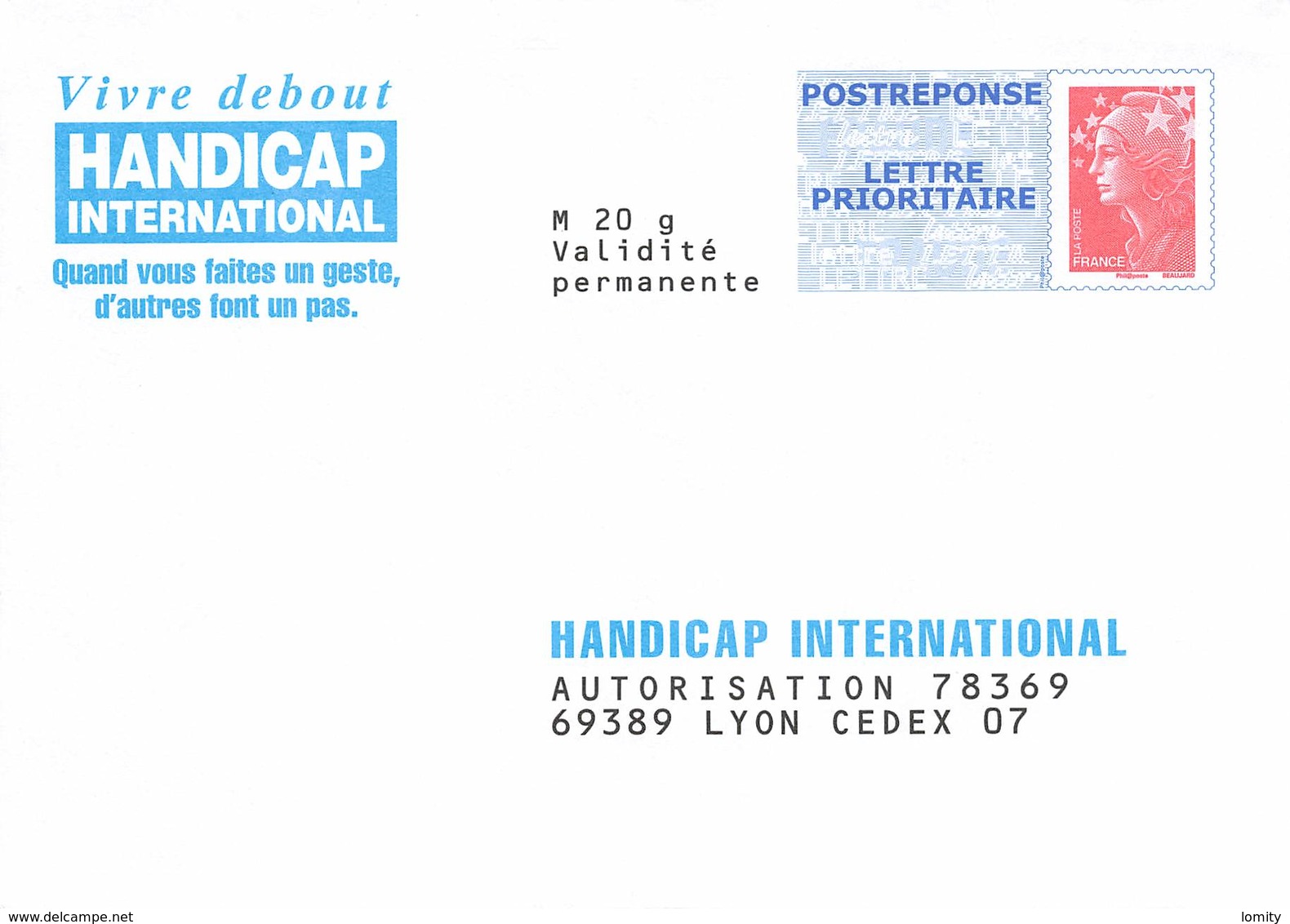 Entier Postal Neuf Lot De 5 Enveloppes Différentes Reponse Handicap International Apprentis Auteuil Arc - Prêts-à-poster:reply