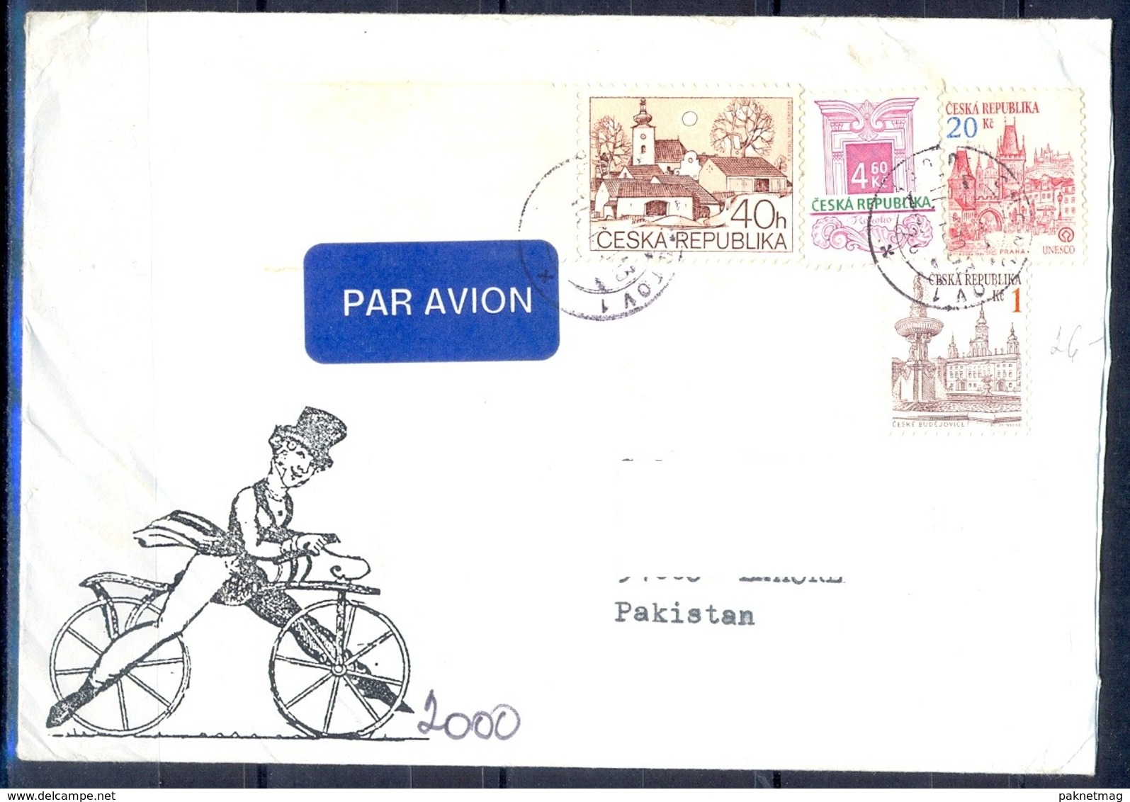 K590- Postal Used Cover. Posted From Czech Republic To Pakistan. Plants. Tree. Building. - Other & Unclassified
