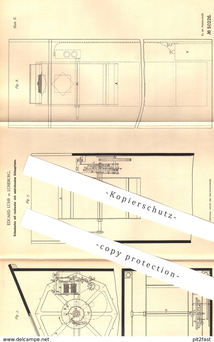 Original Patent - Eduard Lühr , Lüneburg , 1889 , Schaukasten Mit Prisma | Werbekasten , Vitrine , Reklame | Papier - Historische Dokumente