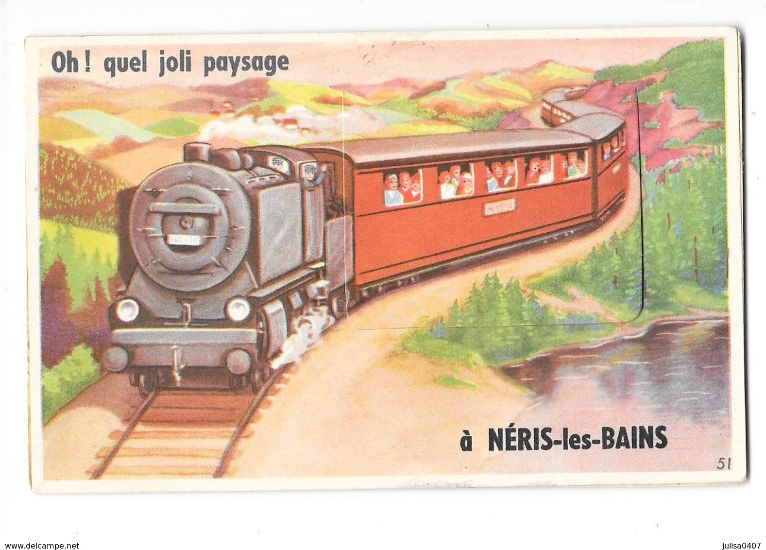 NERIS LES BAINS (03) Carte à Système Dépliant Petit Train - Neris Les Bains