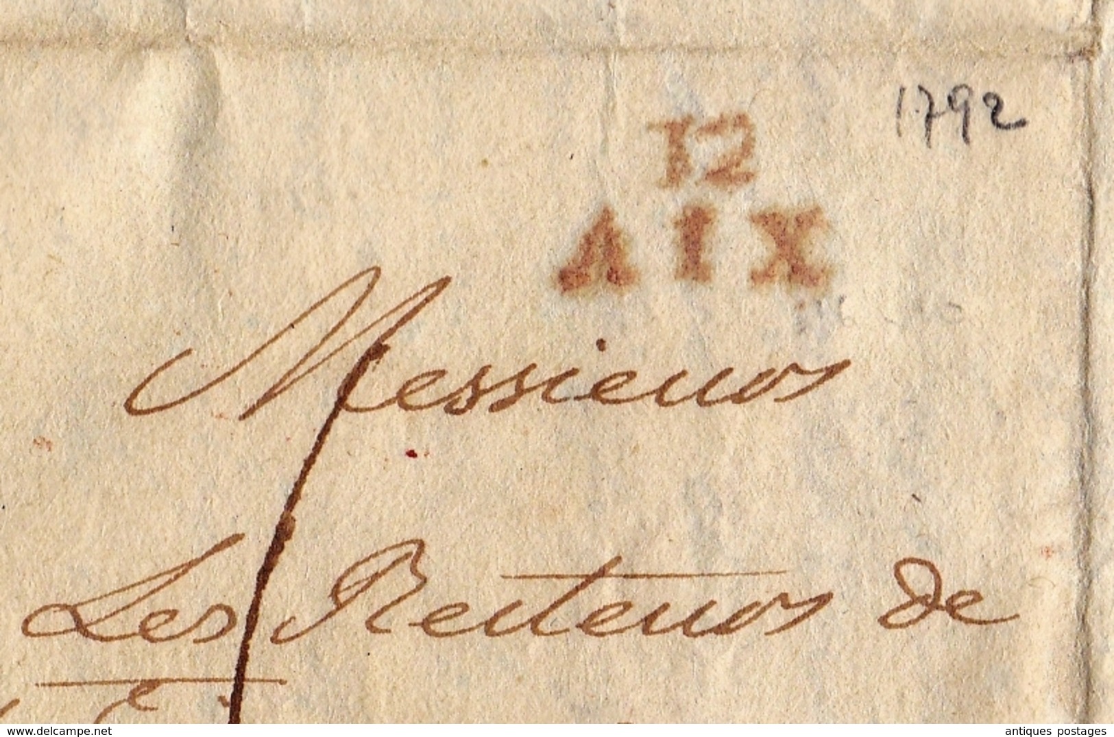 Lettre 1792 Aix En Provence Bouches Du Rhône Révolution Française  Hôpital Saint Jacques Aups Var - 1701-1800: Précurseurs XVIII