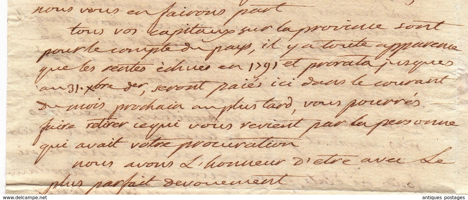 Lettre 1792 Aix en Provence Bouches du Rhône Révolution Française  Hôpital Saint Jacques Aups Var