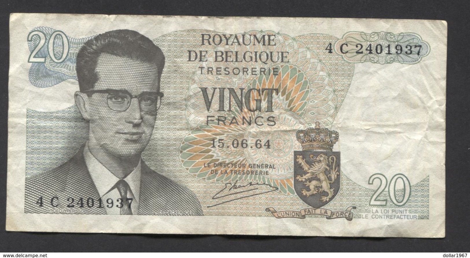 België Belgique Belgium 15 06 1964 -  20 Francs Atomium Baudouin. 4 C 2401937 - 20 Francs