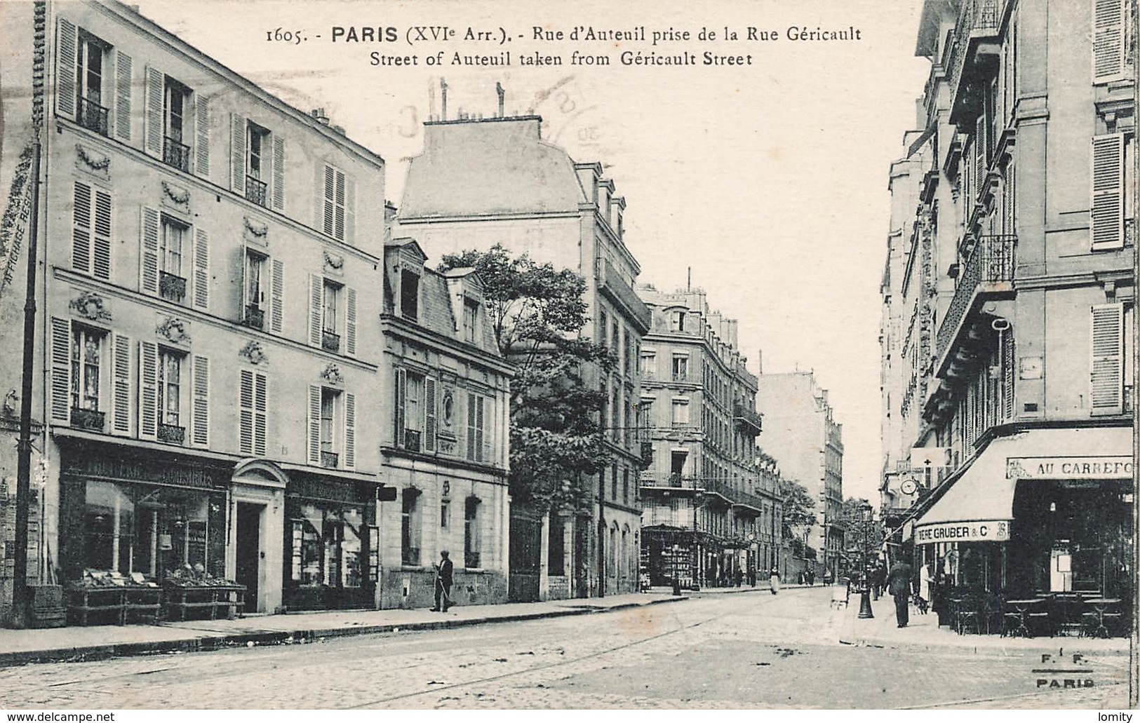 75 Paris 16e Arrondissement Rue D' Auteuil Prise De La Rue Gericault Cachet 1923 - Arrondissement: 16