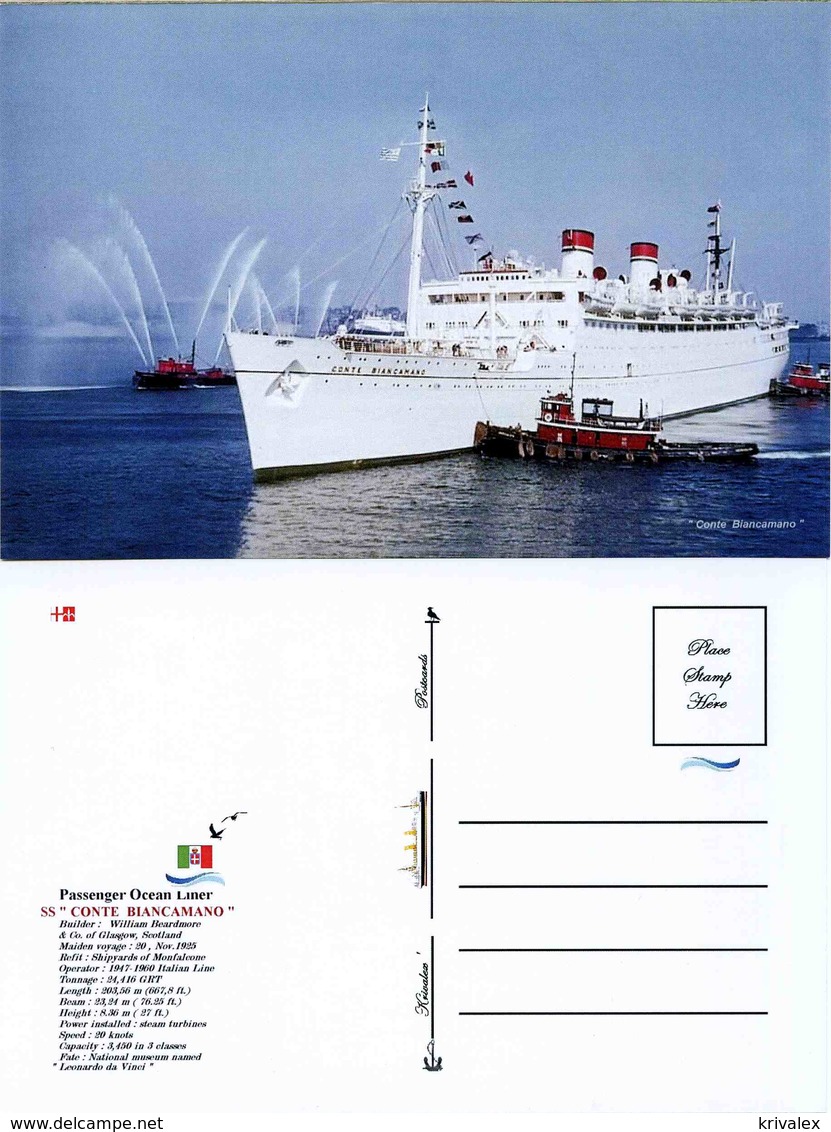 Ship Postcards - " Conte Biancamano "   Read Description - Other & Unclassified