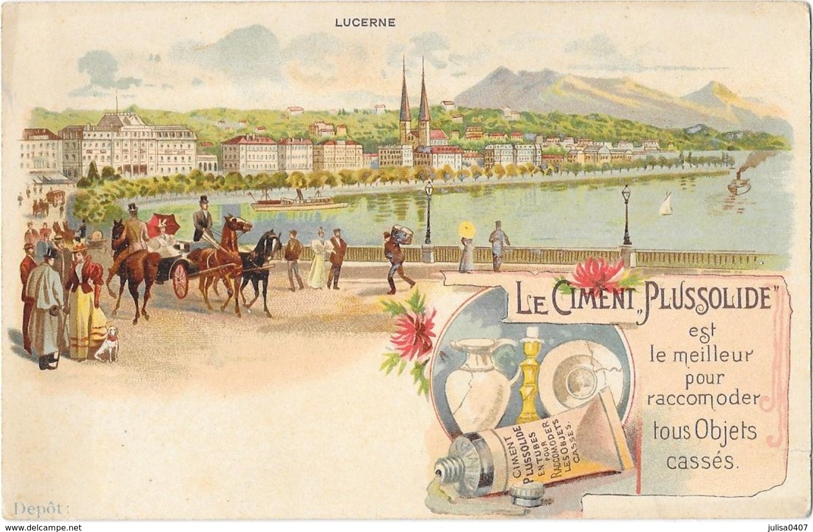 LUCERNE (Suisse) Carte Publicitaire Illustrée Le Ciment Plussolide - Luzern