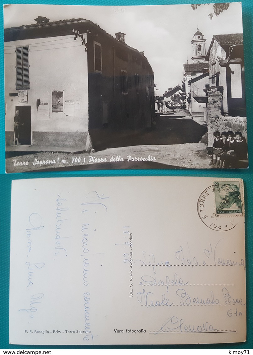 Cartolina Torre Soprana - Piazza Della Parrocchia. Viaggiata 1966 - Genova