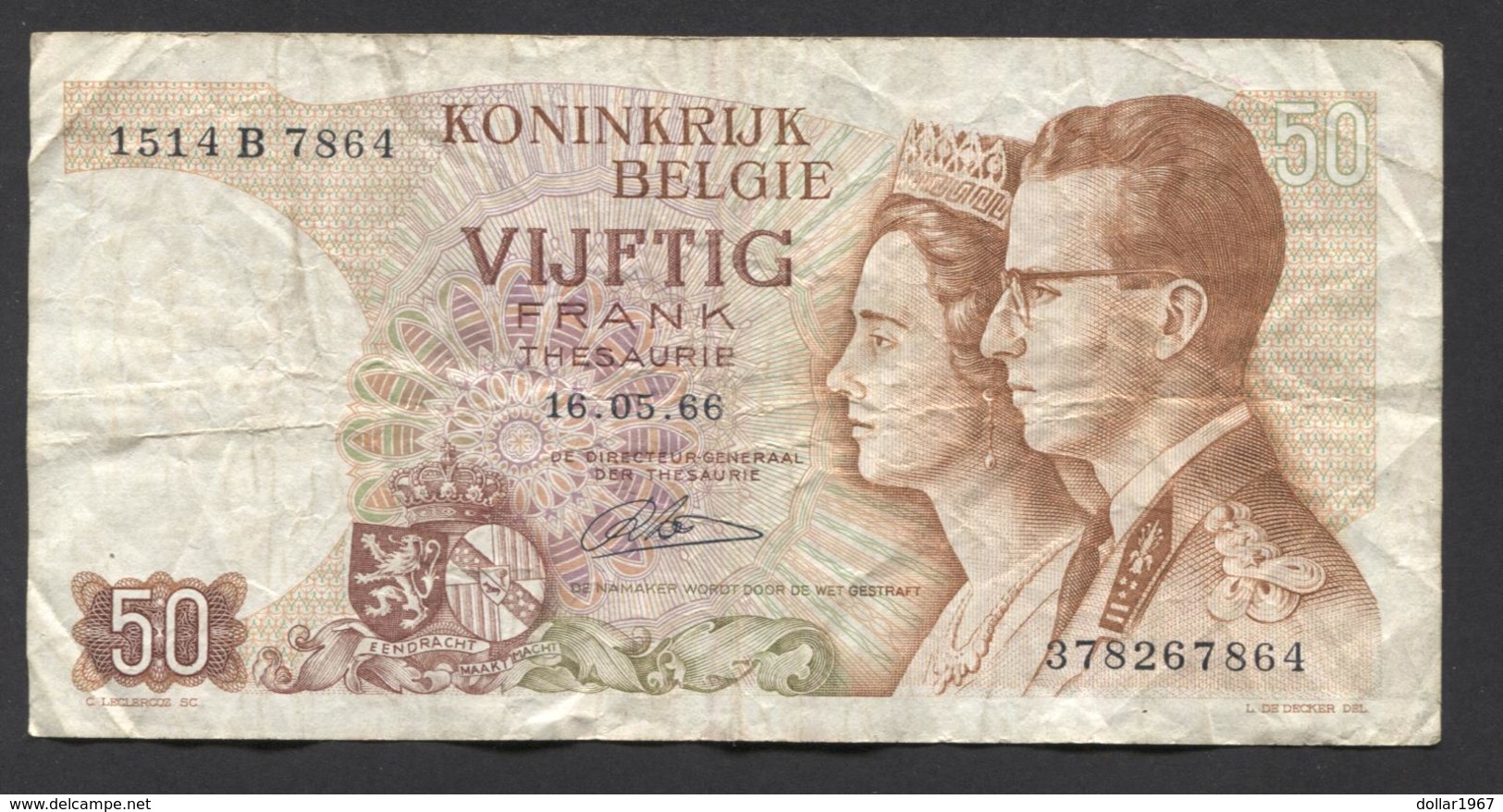 België 50 Frank 14-5- 1966 -NO: 1514 B 7864 - 50 Francs