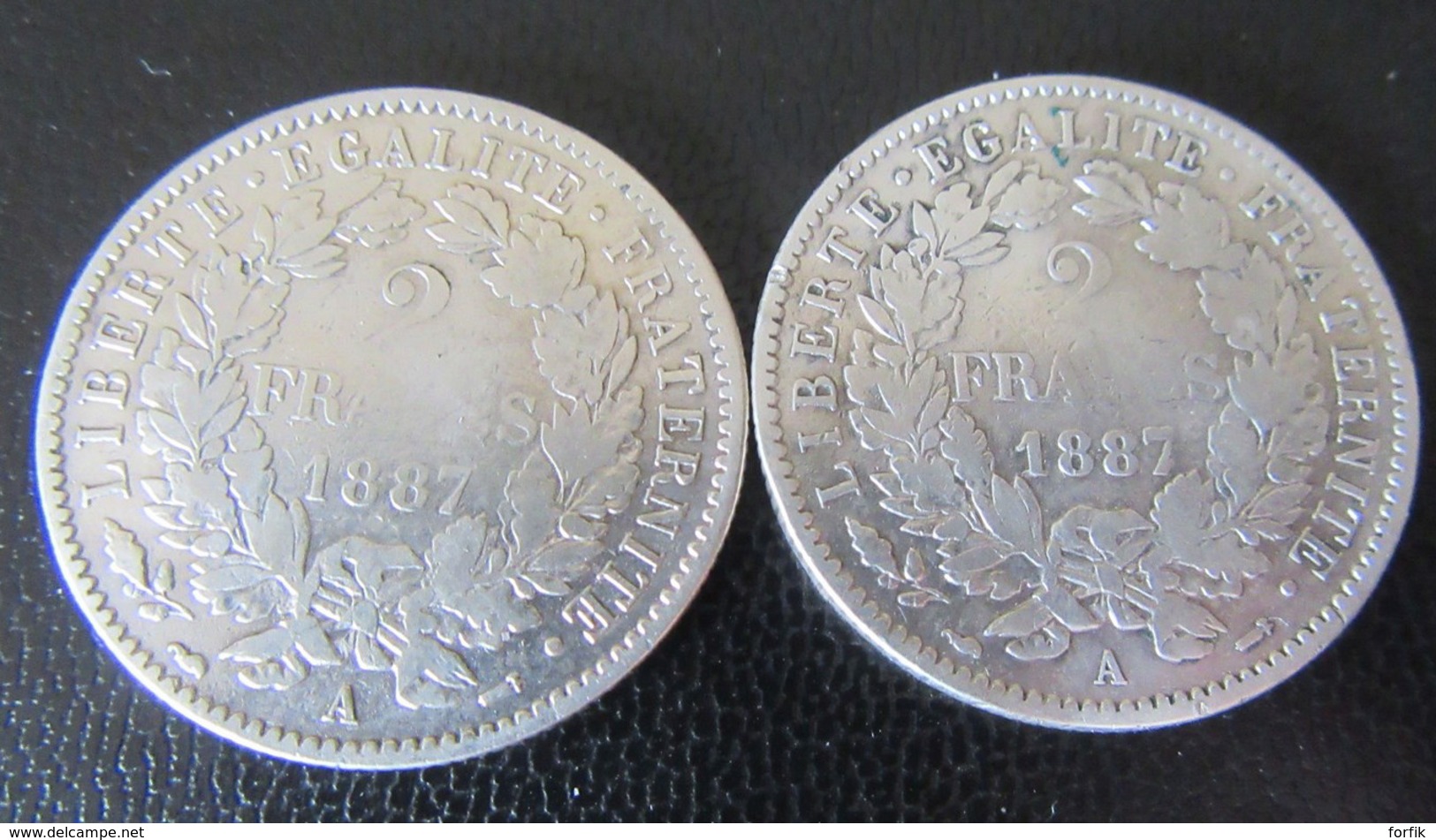 France - Lot de 7 monnaies 1 Franc et 2 Francs Cérès et Semeuse Roty 1887/1915 - Argent