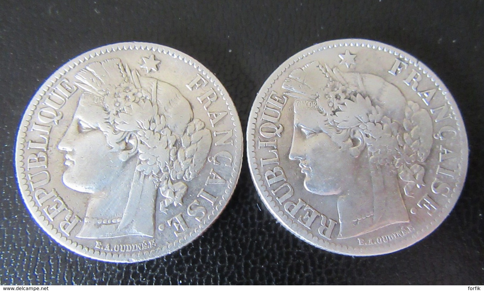 France - Lot de 7 monnaies 1 Franc et 2 Francs Cérès et Semeuse Roty 1887/1915 - Argent