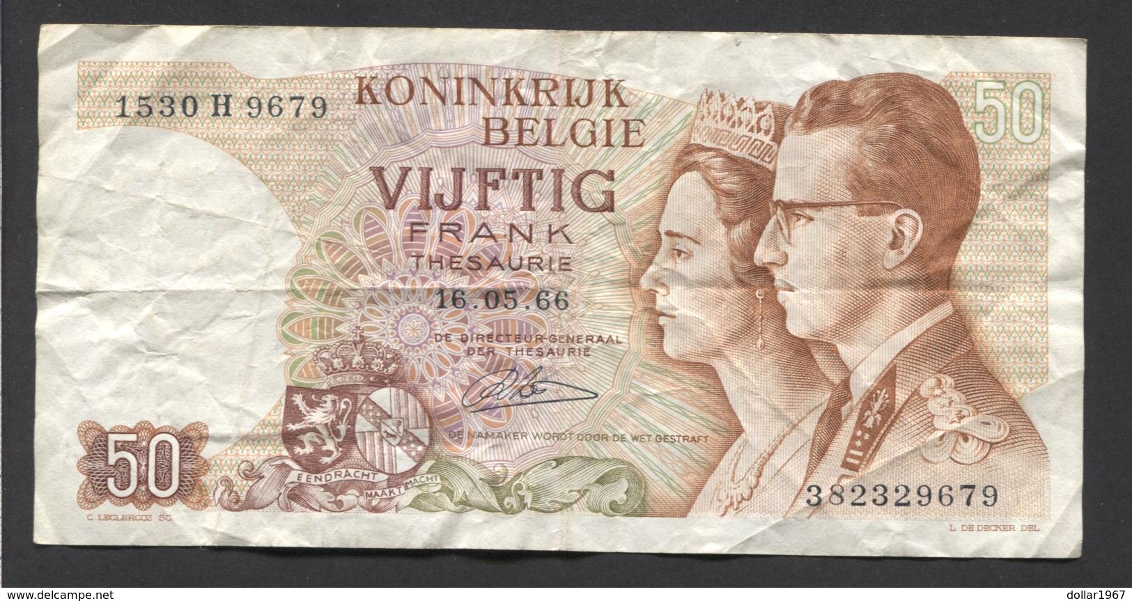 België 50 Frank 14-5- 1966 -NO: 1530 H 9679 - 50 Francs