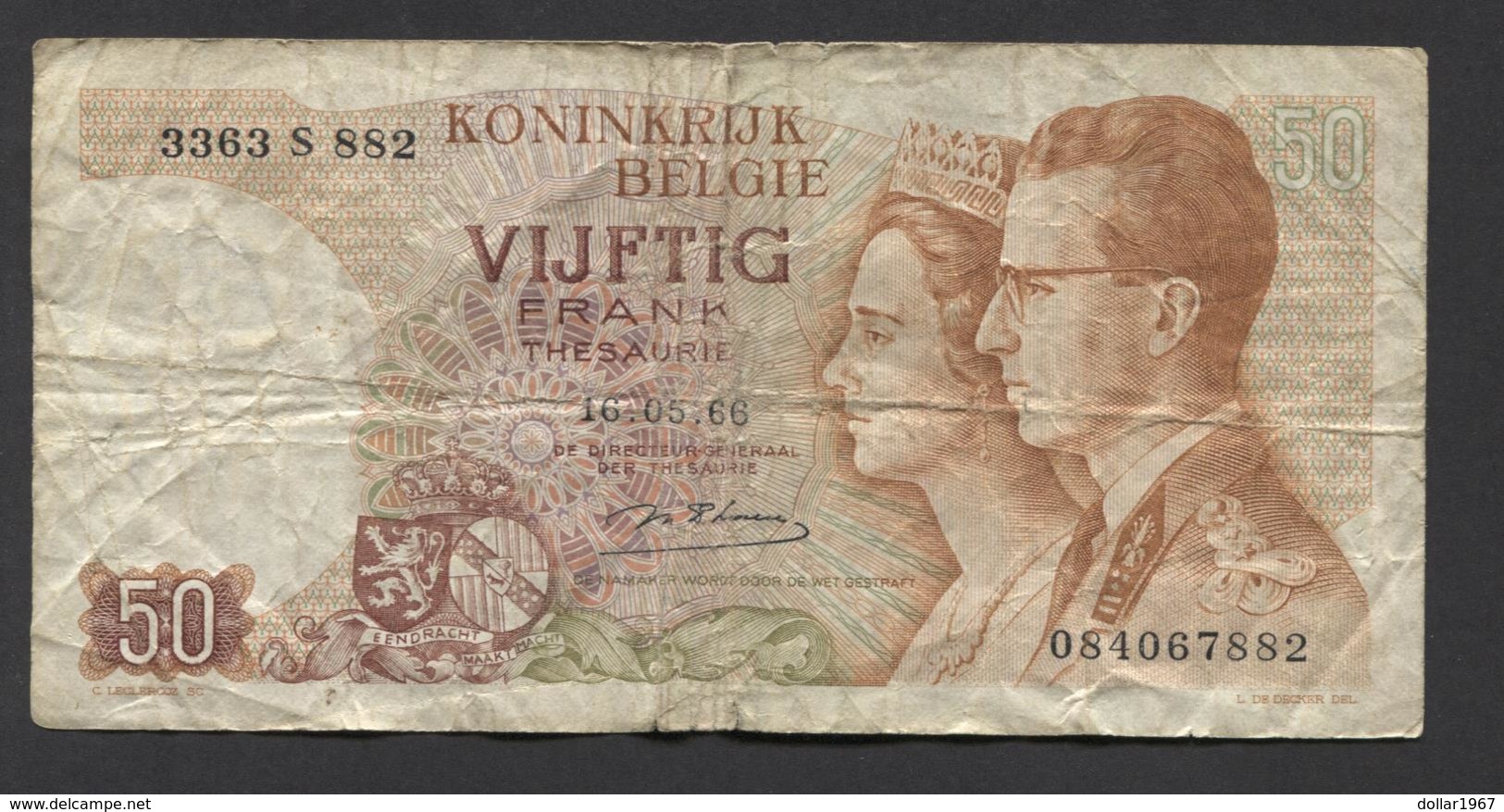 België 50 Frank 14-5- 1966 -NO: 3363 S 882 - 50 Francs