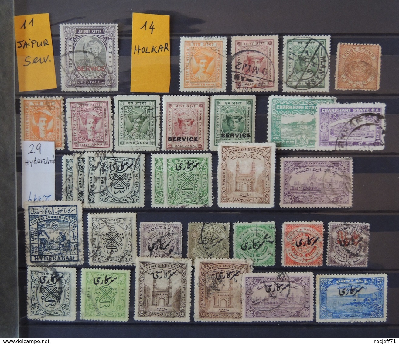Feudatory State Stamps Collection  - Jaipur - Holkar - Hyderabad - Collections (sans Albums)
