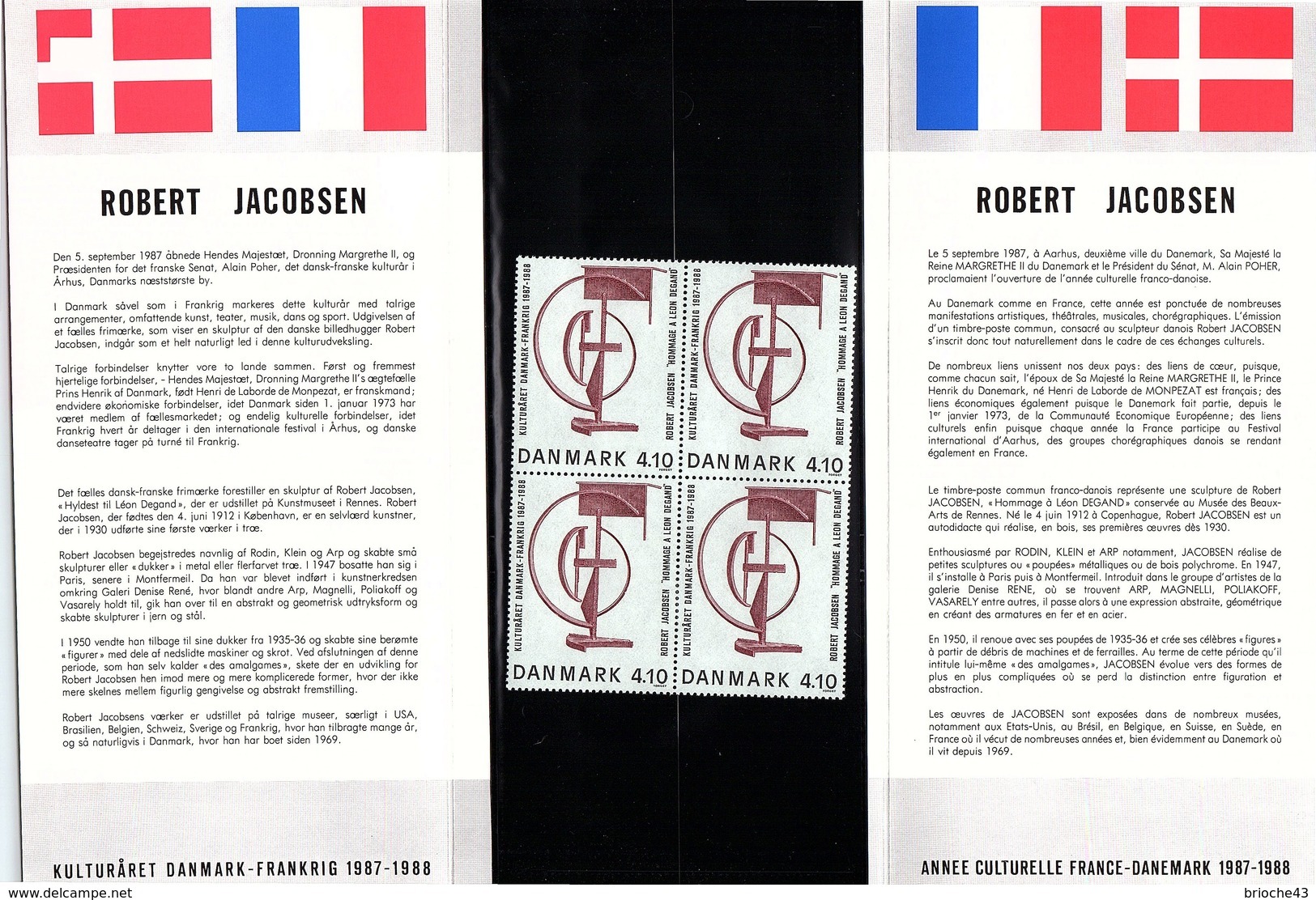 POCHETTE EMISSION COMMUNE  ROBERT JACOBSEN - INCOMPLET    /6798 - Souvenir Blocks