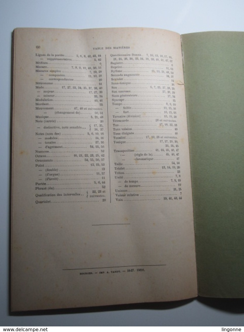 THEORIE MUSICALE adaptée au "QUESTIONNAIRE" GRUET DONNE usage des conservatoires Ecoles de Musique Lycée Ecole 60 pages