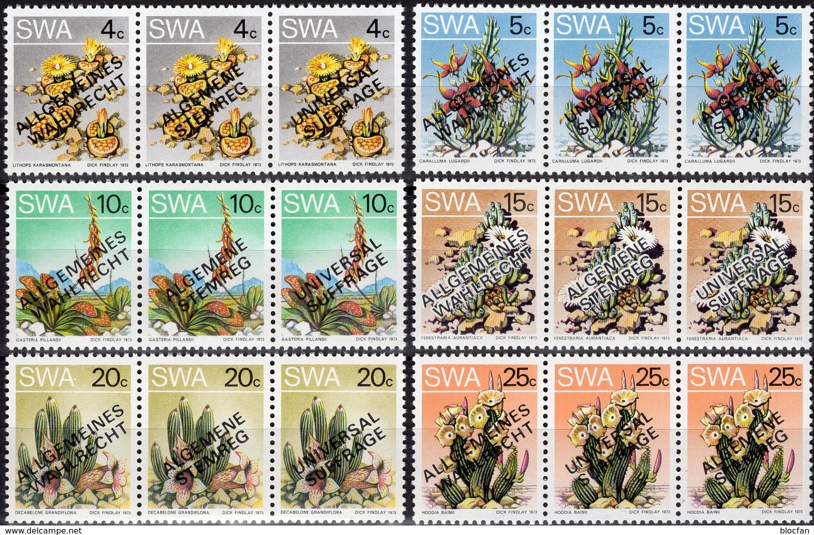 Blumen Wahlrecht 1978 SWA 452/7 ZD I ** 10€ Overprint In German English Afrikaans Plant Se-tenants Southwest-Africa - Afrique Du Sud-Ouest (1923-1990)