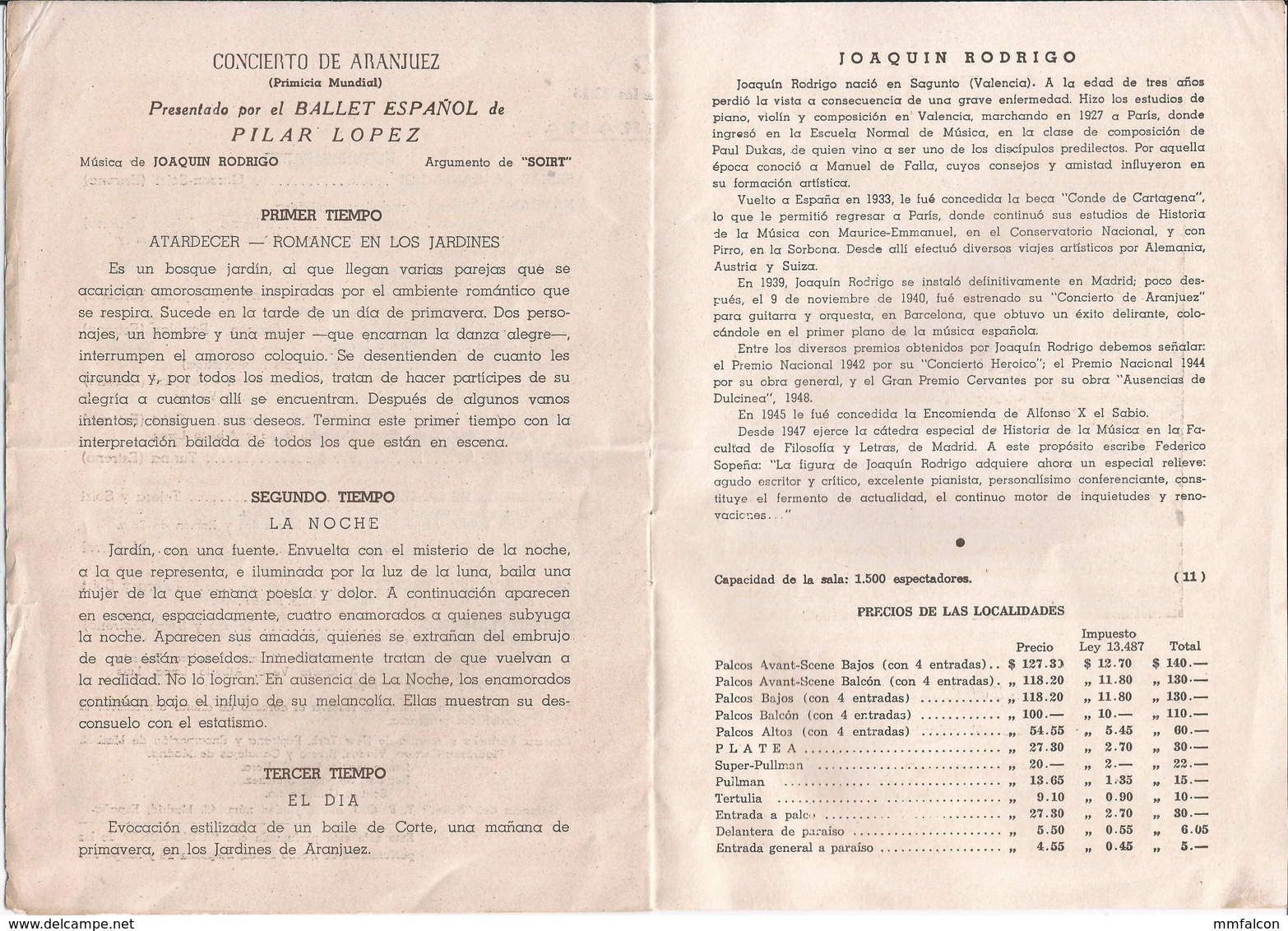 X1352 - FLAMENCO - Ballet Español De PILAR LOPEZ - Programa 1950' - Programas