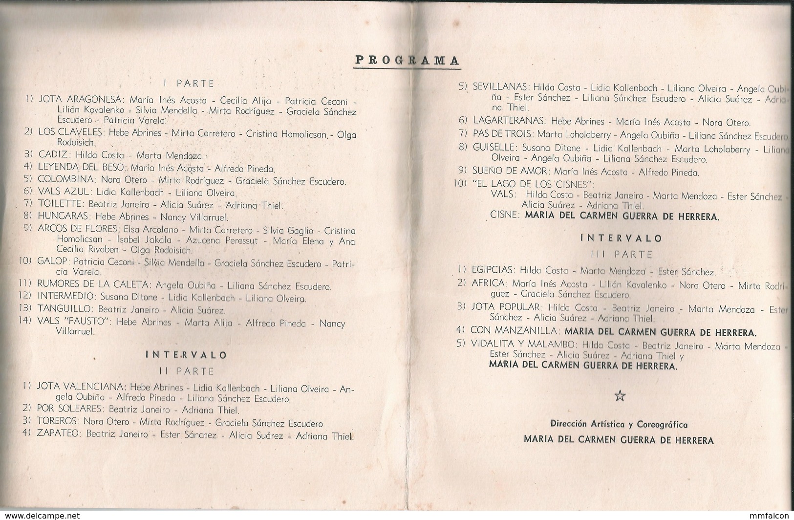 X1353 - FLAMENCO - Recital De Danza MARIA Del CARMEN GUERRA De HERRERA "Casal De Cataluña" - Programa 1960' - Programas