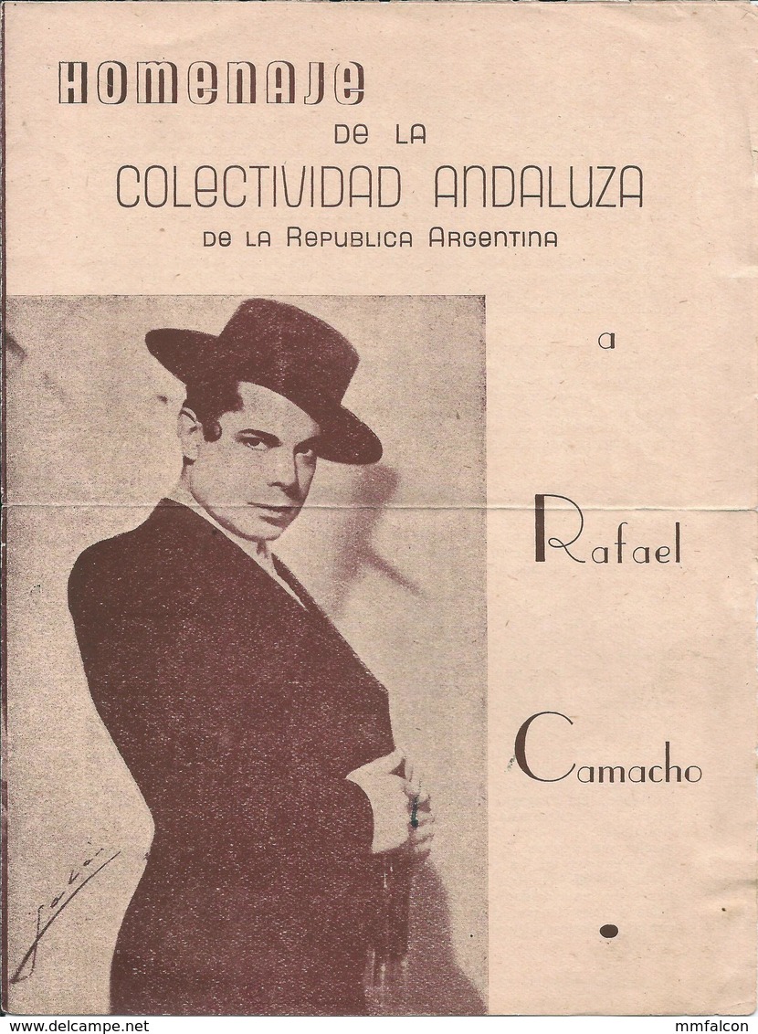 X1354 - FLAMENCO - Homenaje De La Colectividad Andaluz De Argentina A RAFAEL CAMACHO - Programa 1960' - Programas