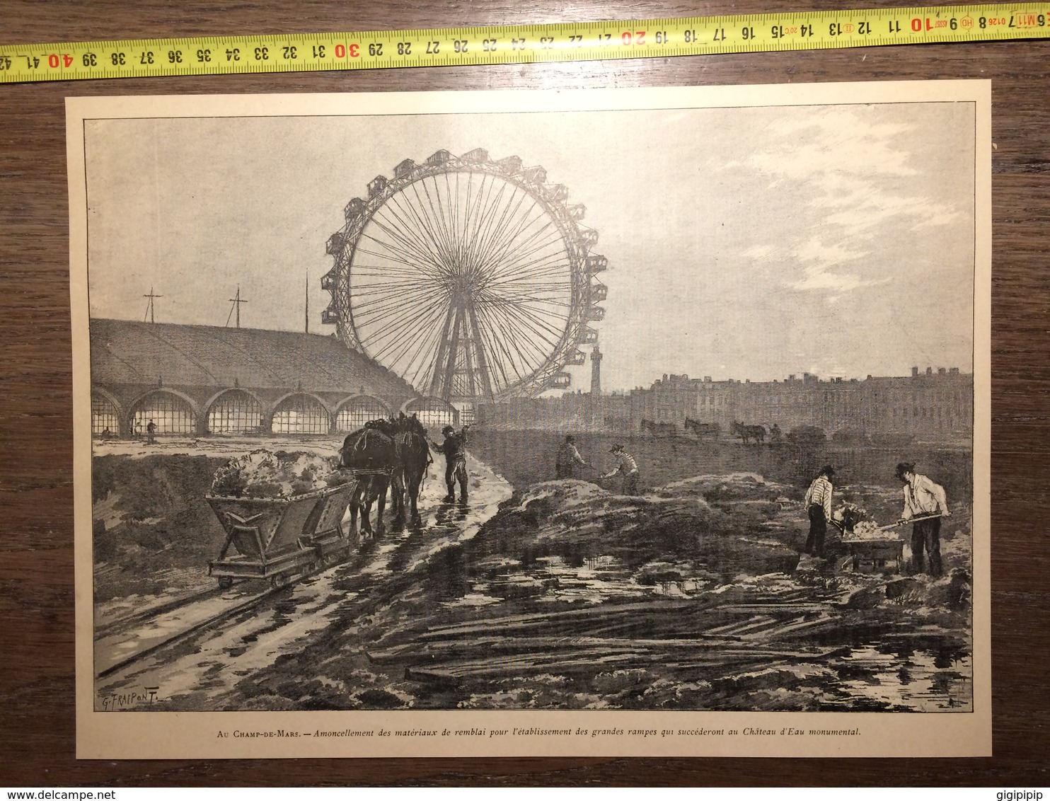 1900 PARIS CHAMP DE MARS GRANDE ROUE TRAVAUX GRANDES RAMPES CHATEAU D EAU - Collections