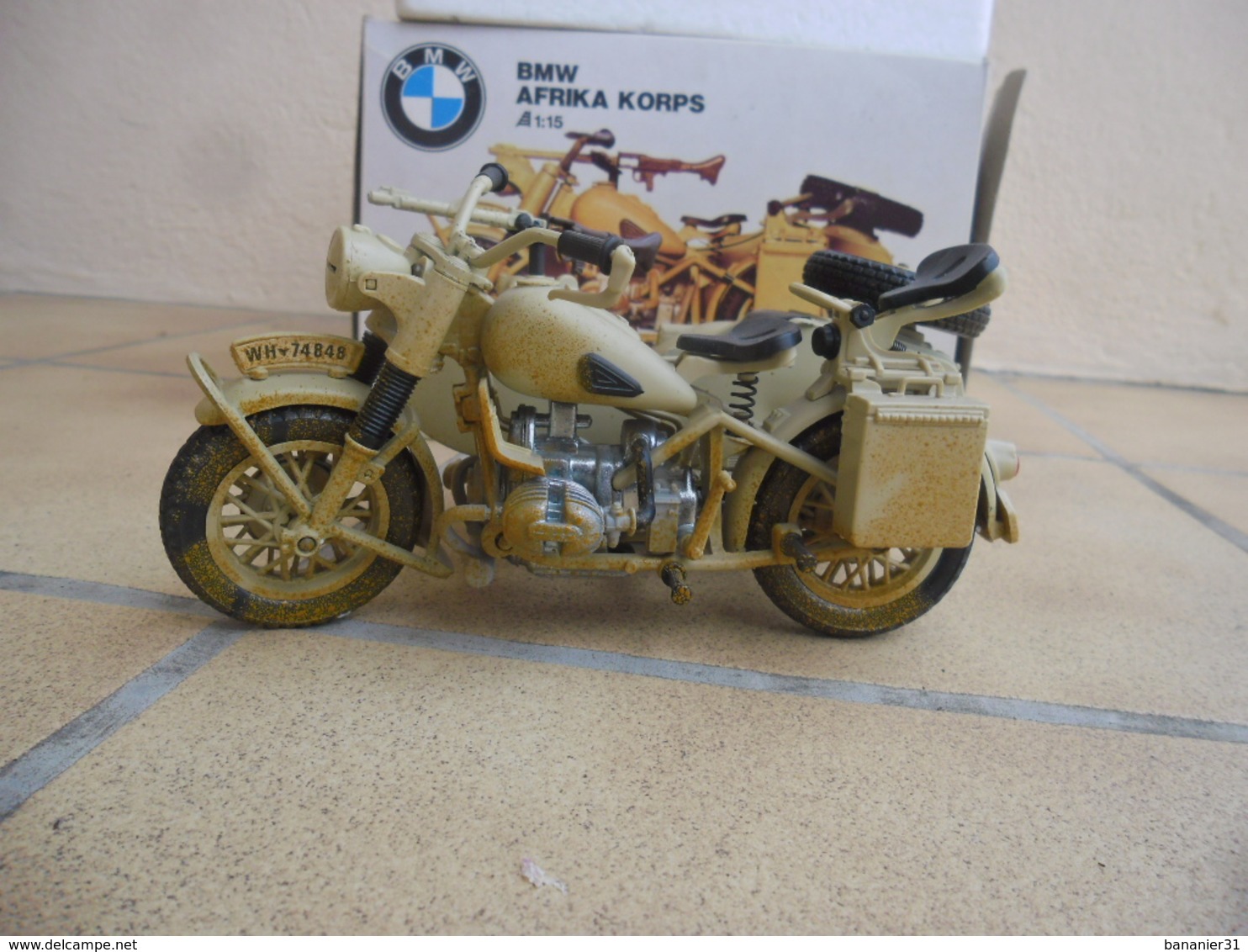 RARE MOTO BMW R 75 Afrika Korps Wehrmacht 1941-1944 au 1/15 de POLISTIL MS 110 en boite/boxed