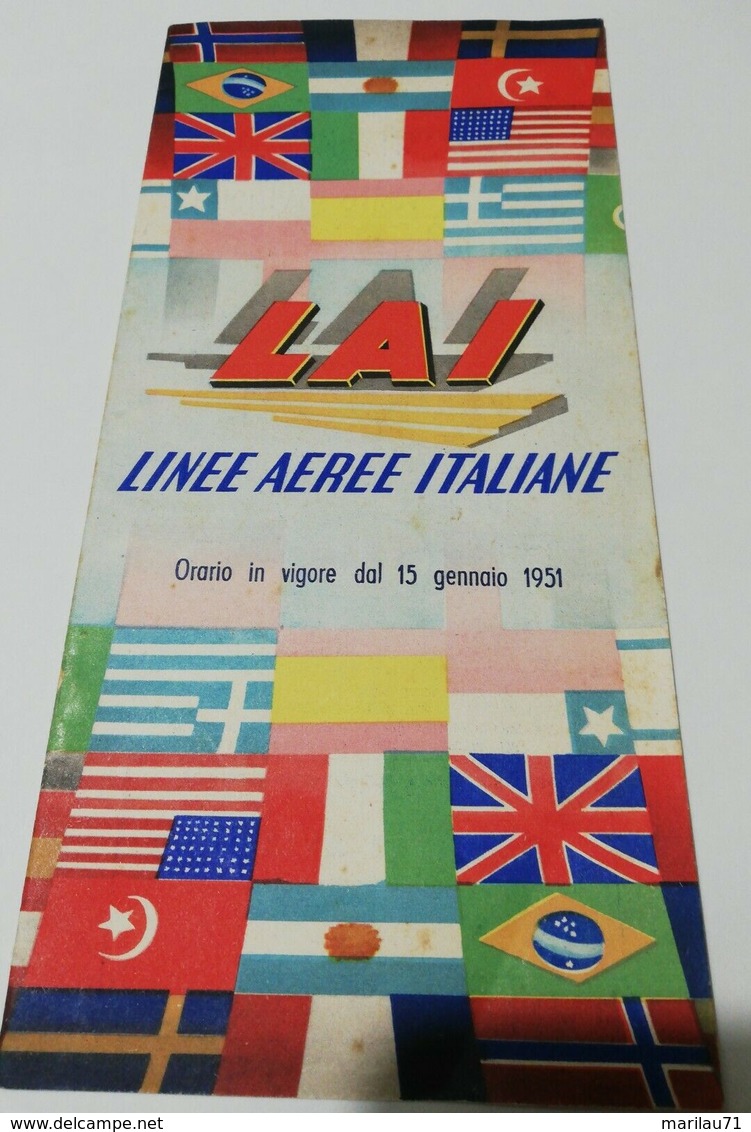 8114 Aviazione Civile LAI 1951 OPUSCOLO 16 Pagine ORARI LINEE - Dépliants Touristiques