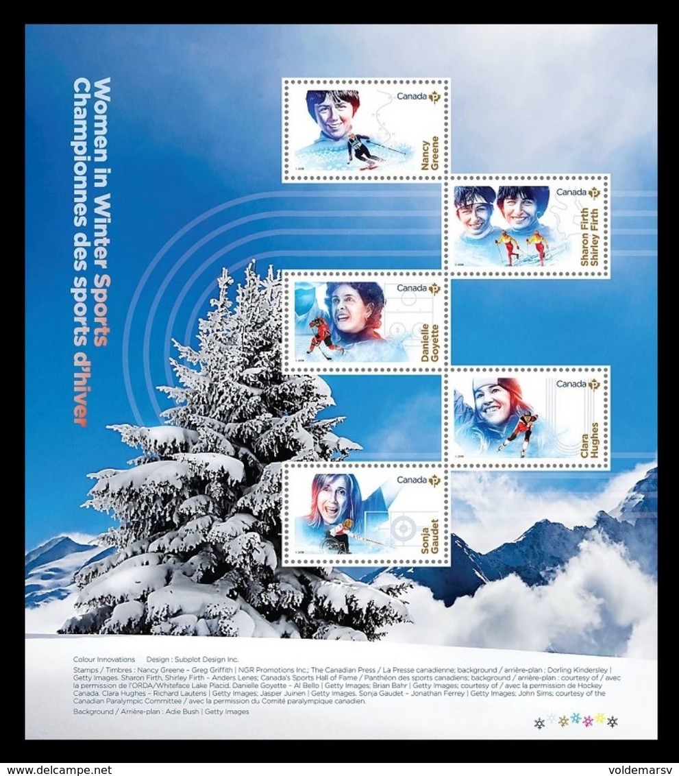 Canada 2018 Mih. 3596/600 (Bl.273) Women In Winter Sports. Ice Hockey. Skiing. Curling. Speed Skating MNH ** - Nuevos