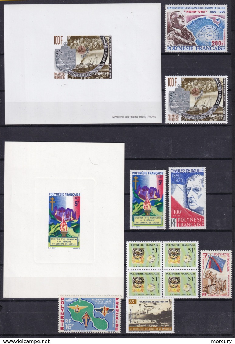 Polynésie - Lot D'épreuves Et De Timbres TB De Gaulle Et 2 ème Guerre Mondiale - Non Dentelés, épreuves & Variétés