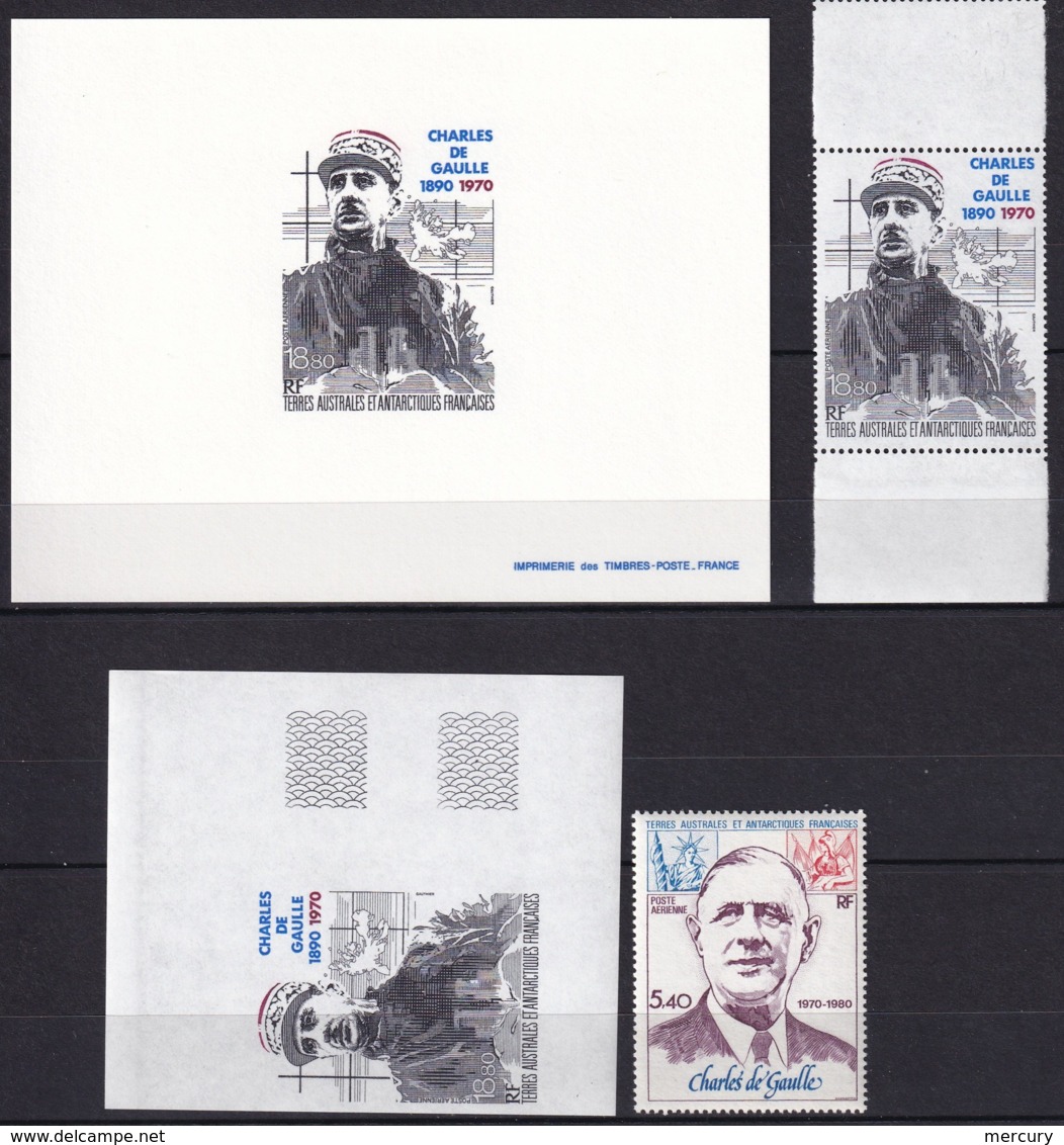 TAAF - De Gaulle - Epreuve De Luxe, Non Dentelé Et Timbres TB - Imperforates, Proofs & Errors