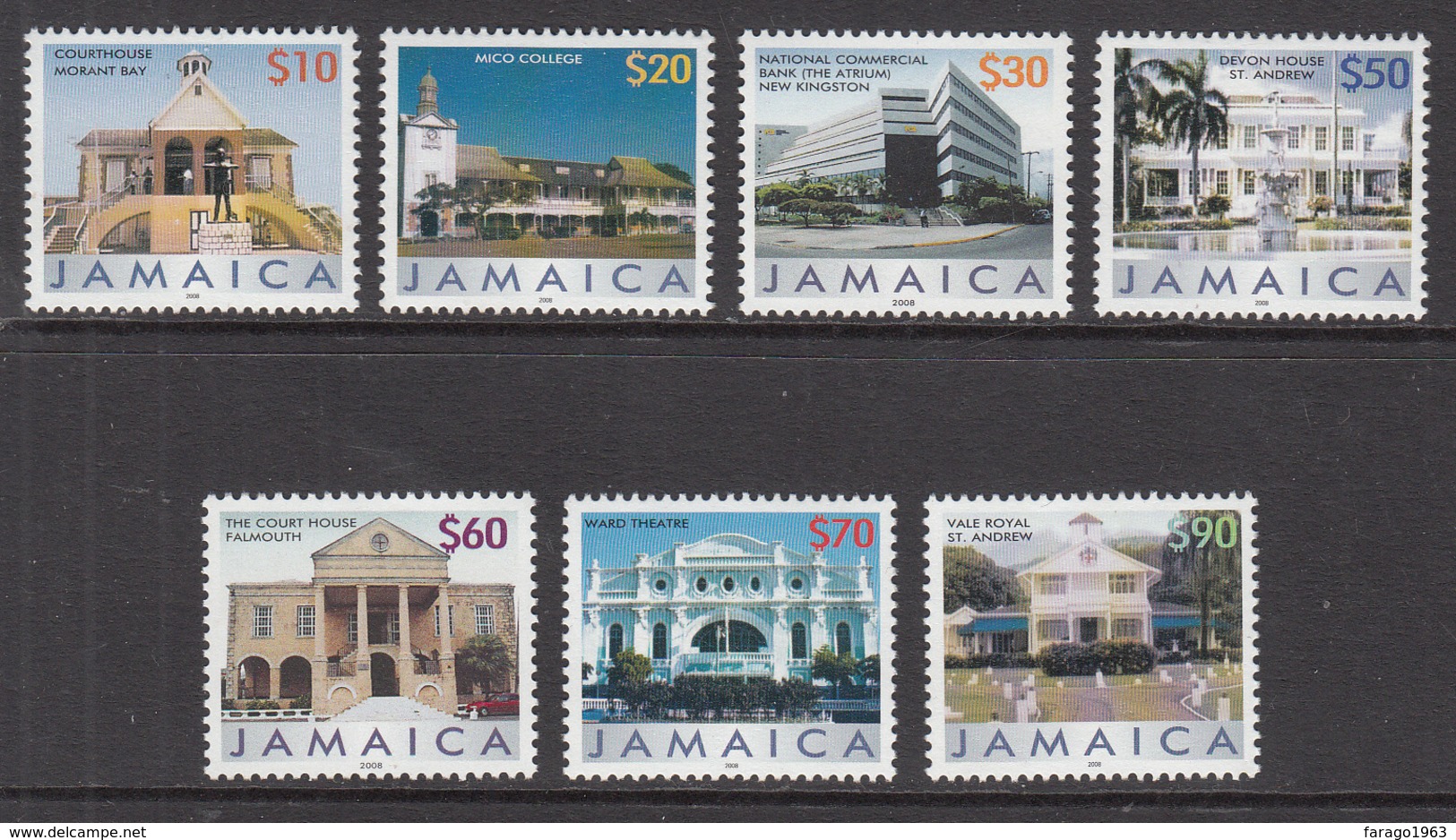 2008 Jamaica  Buildings Definitives REPRINTS  Complete Set Of 7 MNH - Jamaica (1962-...)