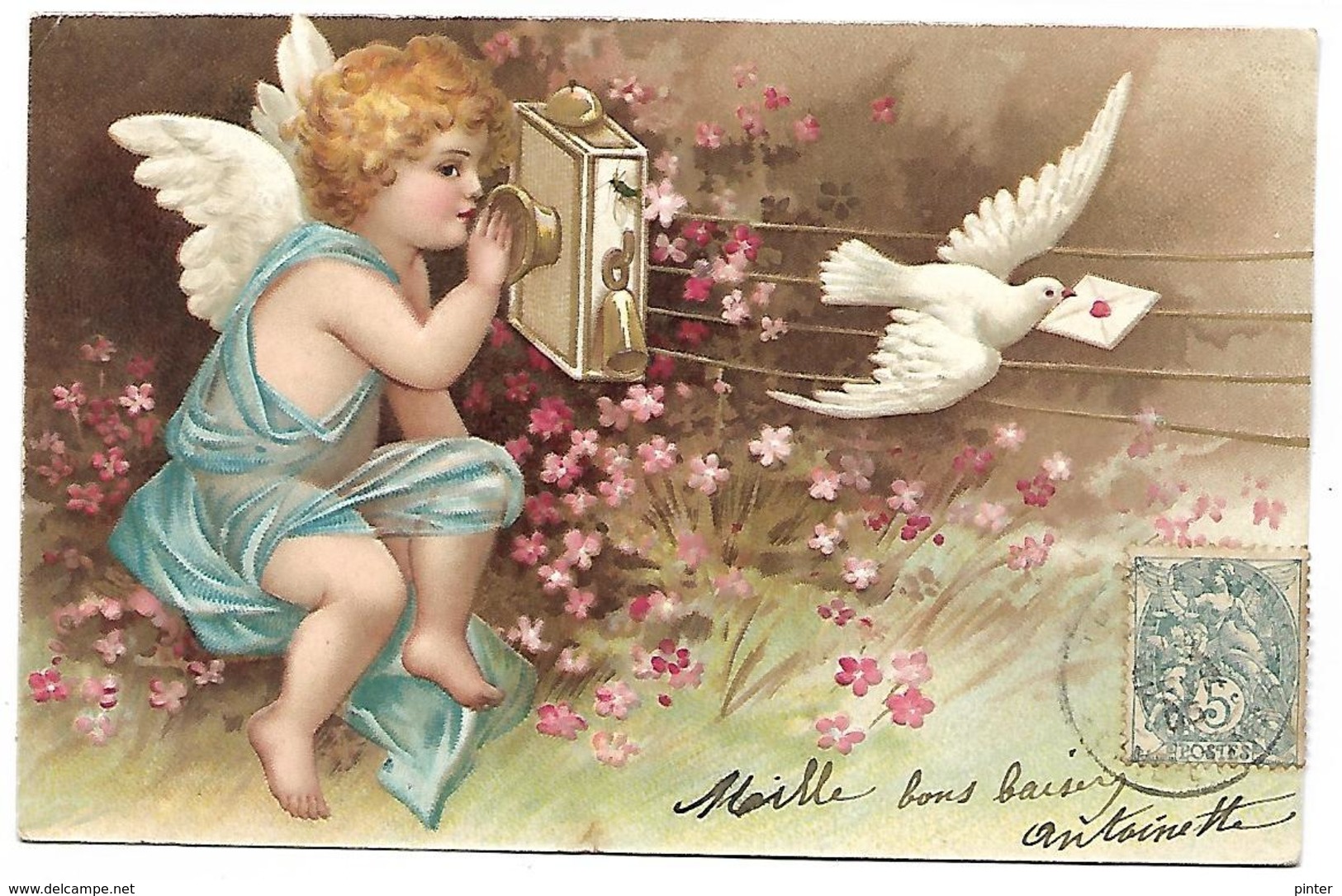 ANGE Et OISEAU - Carte Gaufrée - Angeli
